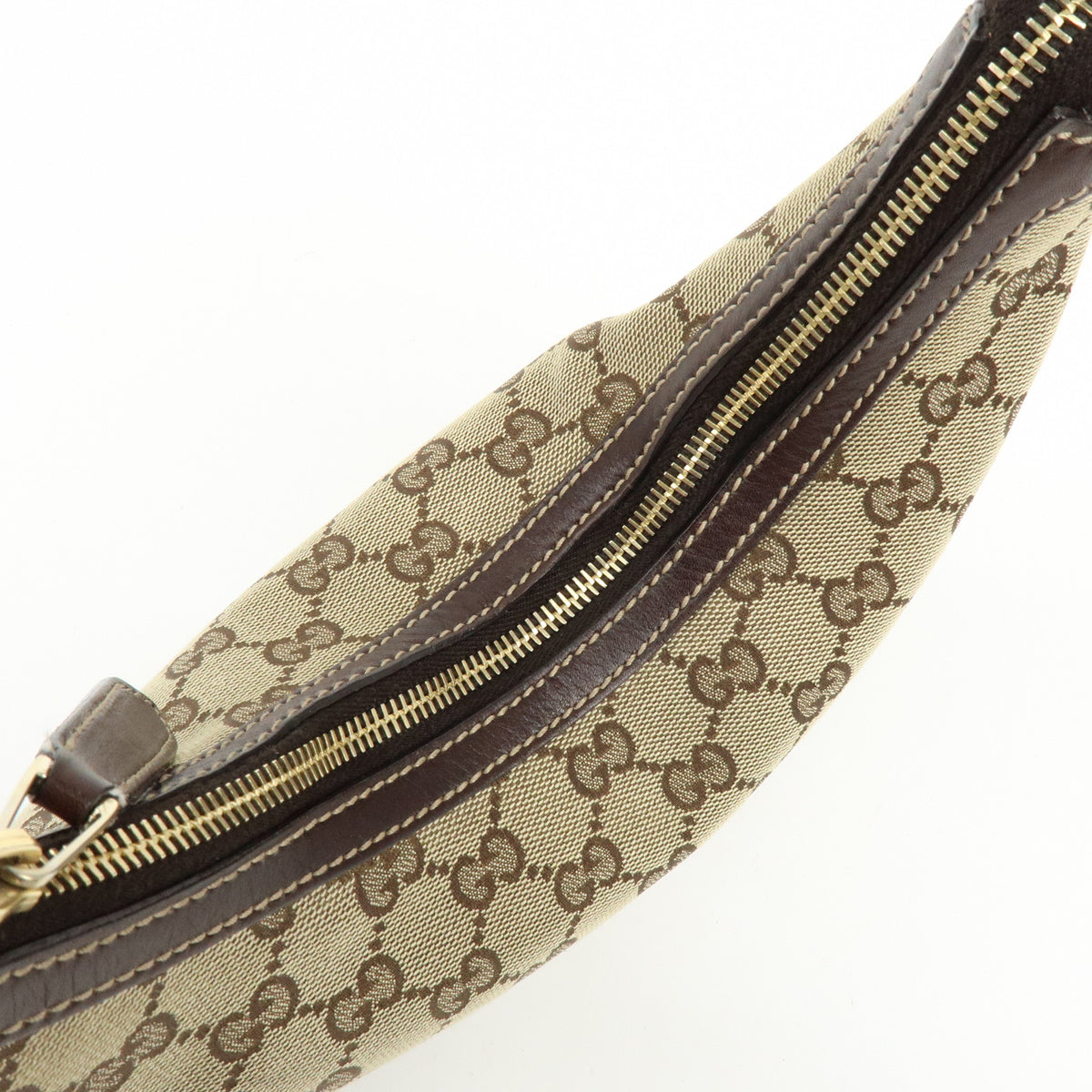 GUCCI Interlocking G Canvas Leather Shoulder Bag Hand Bag Beige Brown