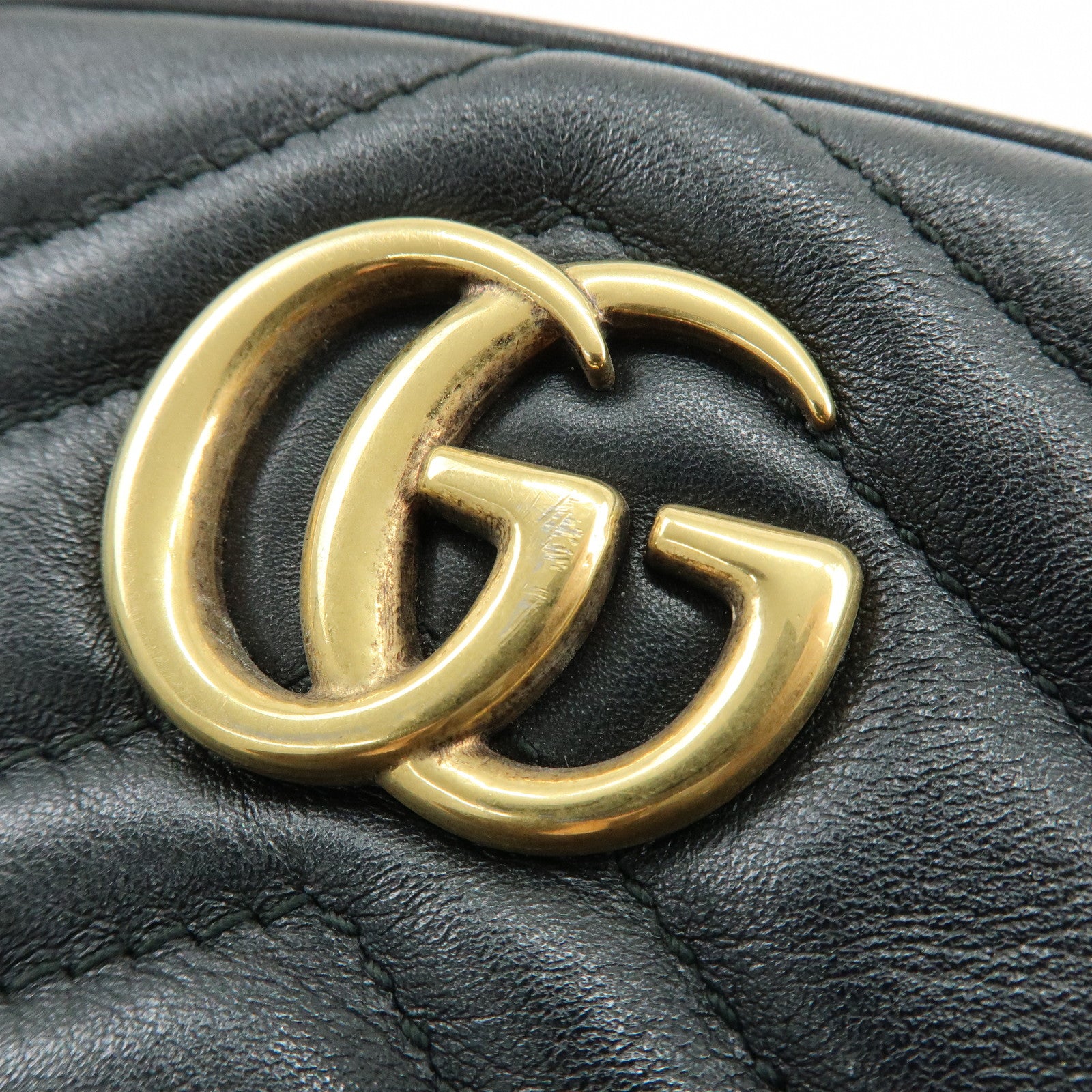 GUCCI GG Marmont Leather Waist Bag Crosbody Bag Black 476434