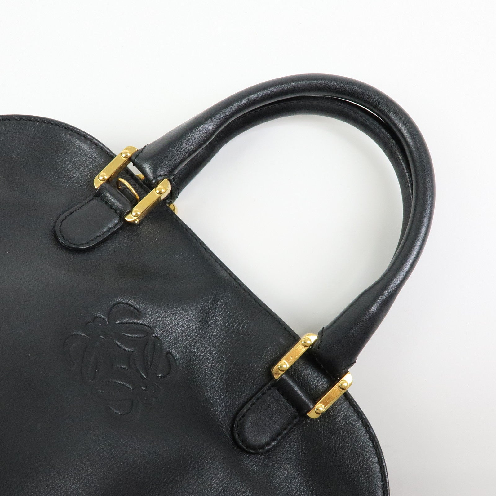 LOEWE Anagram Calf Leather Hand Bag  Black