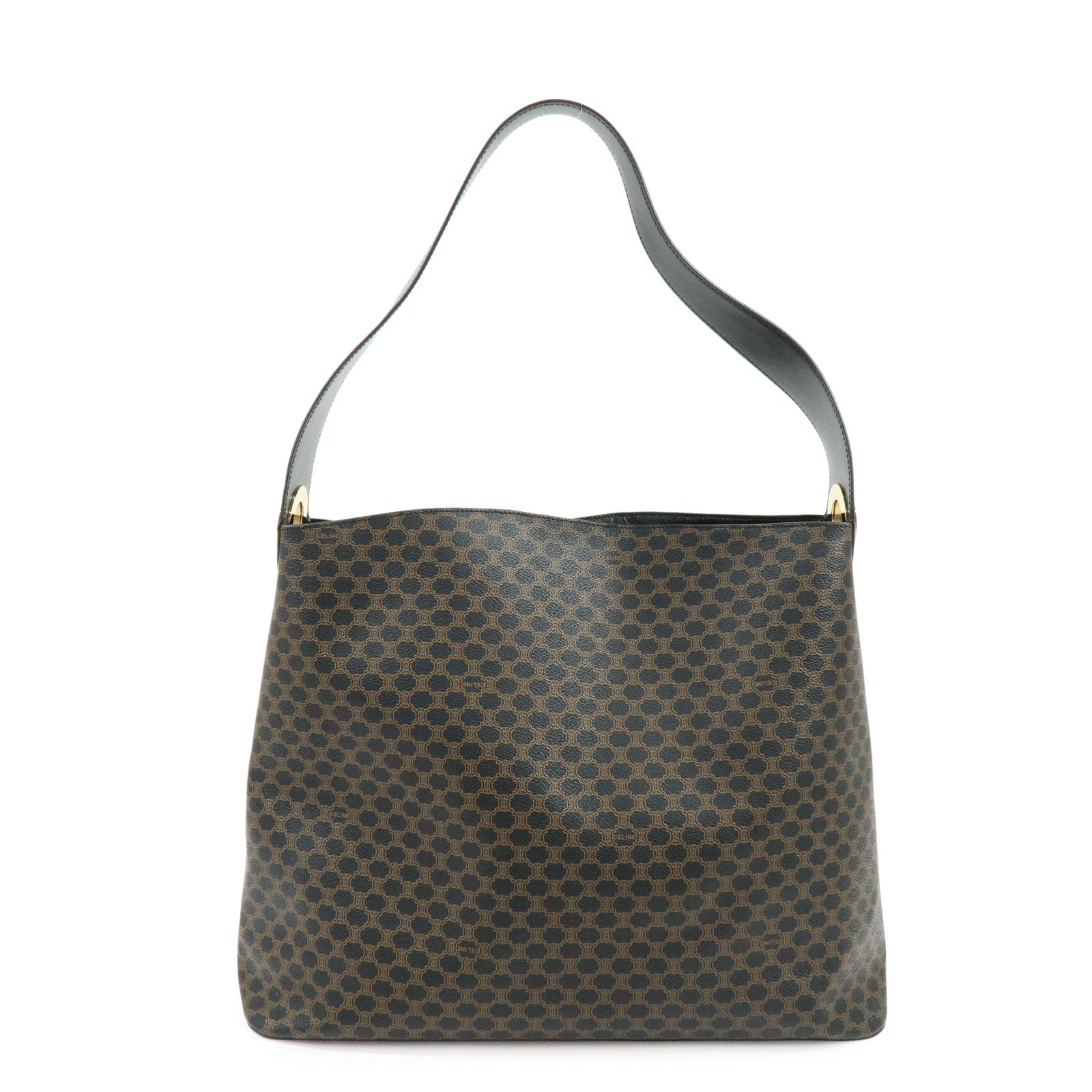 CELINE Macadam PVC Leather Shoulder Bag Brown Black