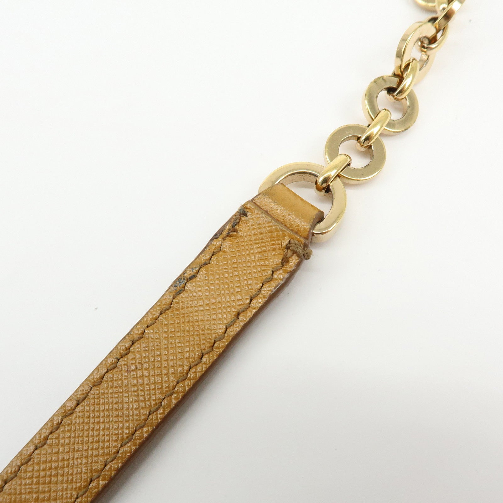 Ferragamo Gancini Leather Chain Shoulder Bag Crossbody Bag Light Brown