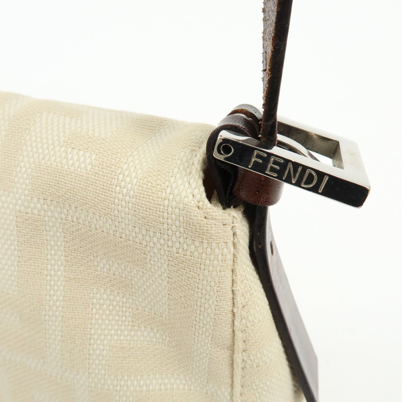 FENDI Mamma Baguette Zucca Jaquard Canvas Leather Shoulder Bag 26325