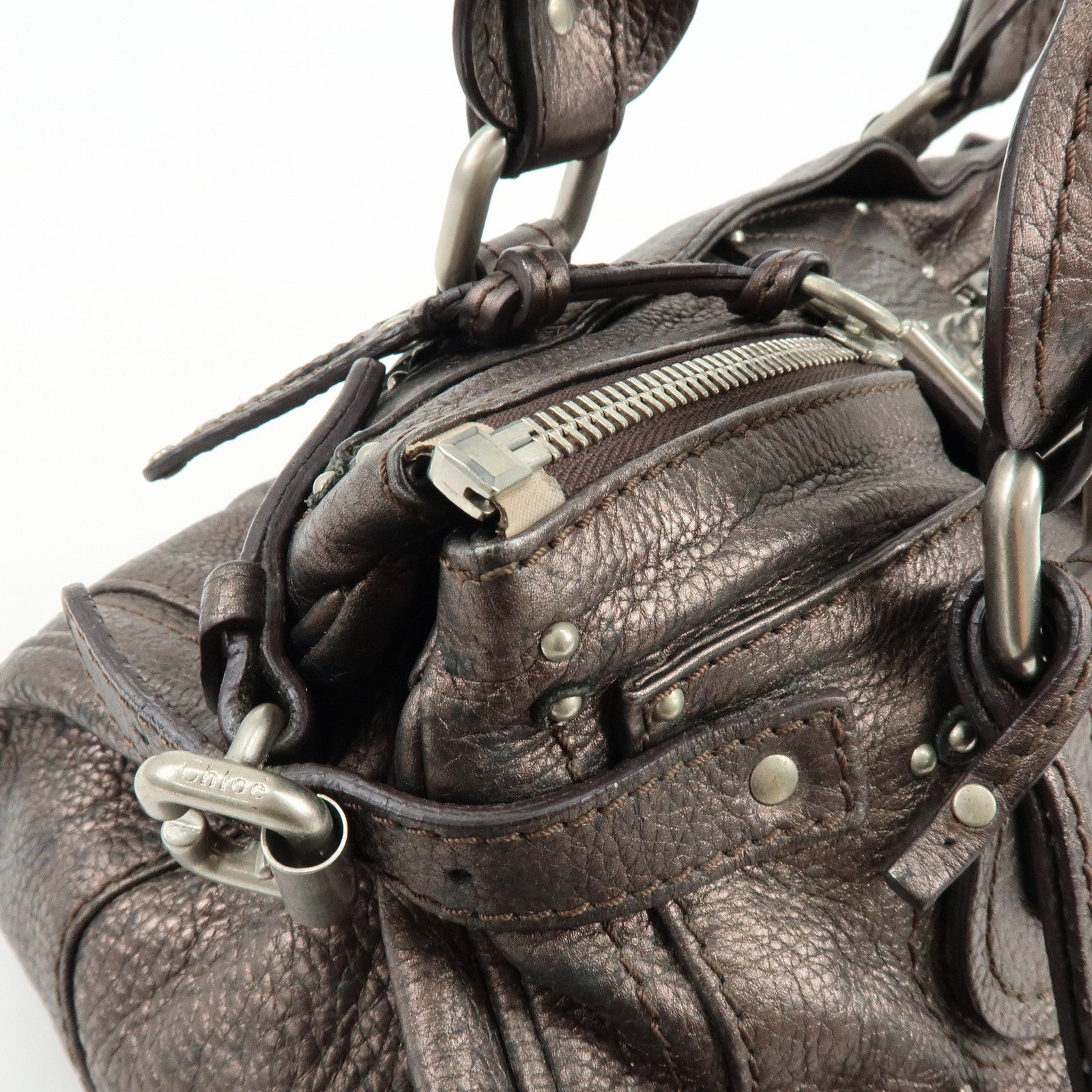 Chloe Paddington Leather Hand Bag Shoulder Bag Bronze