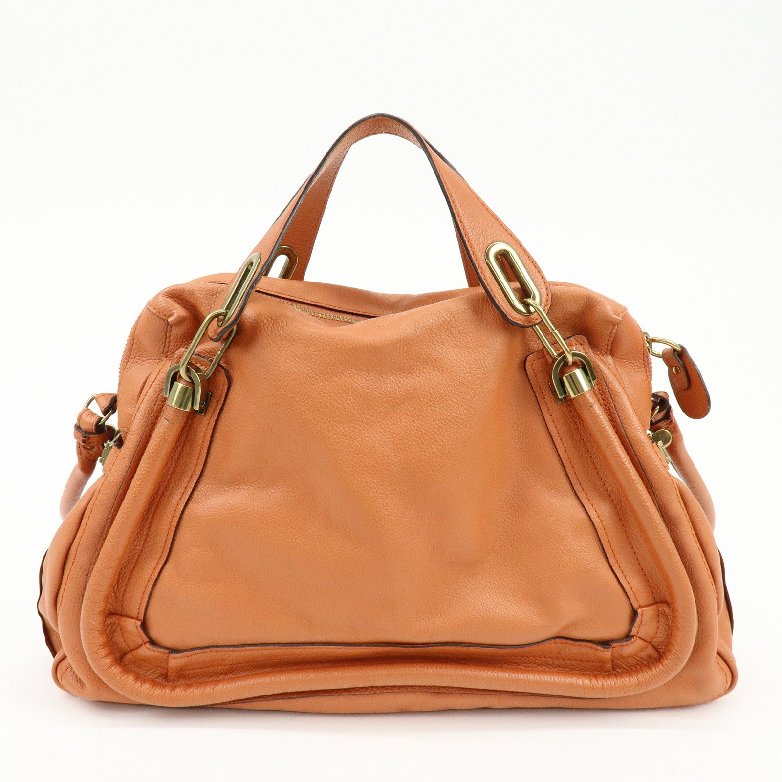Chloe Paraty Leather 2Way Bag Shoulder Bag Hand Bag Orange