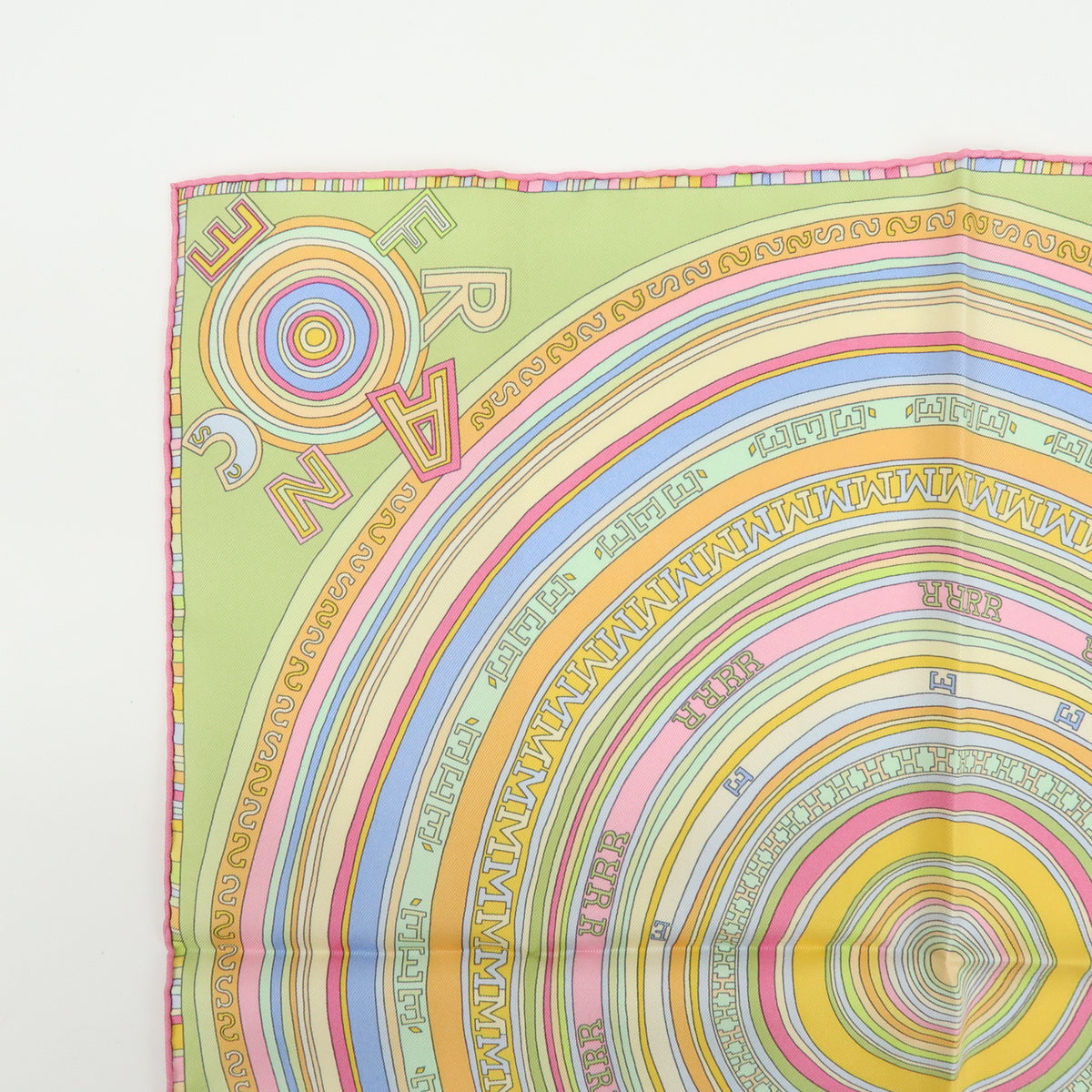 HERMES Carre Gavroche 45 Silk 100% Scarf Tohu-Bohu Light Green Pink
