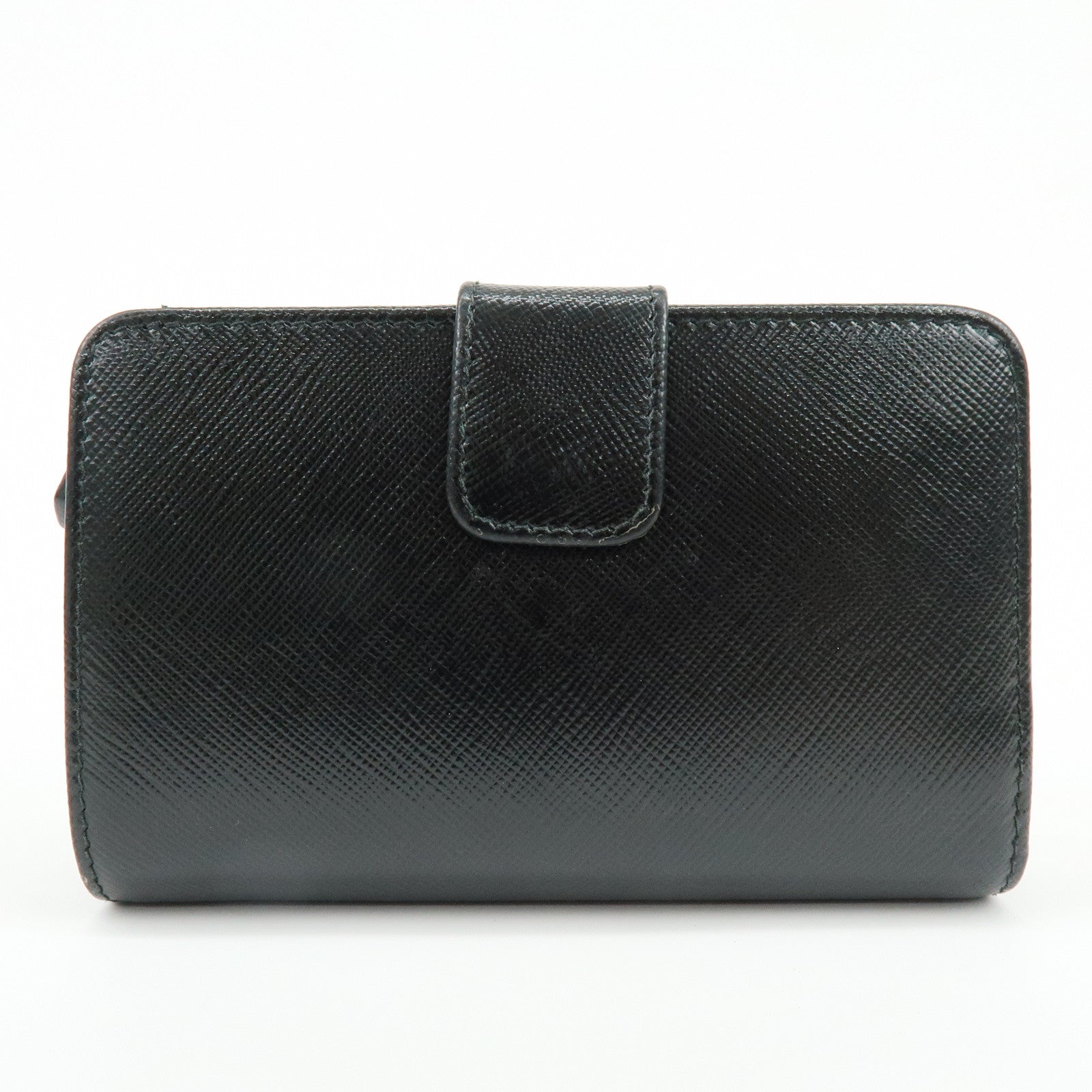 PRADA Saffiano Leather Compact Bi-fold Wallet Black 1ML225
