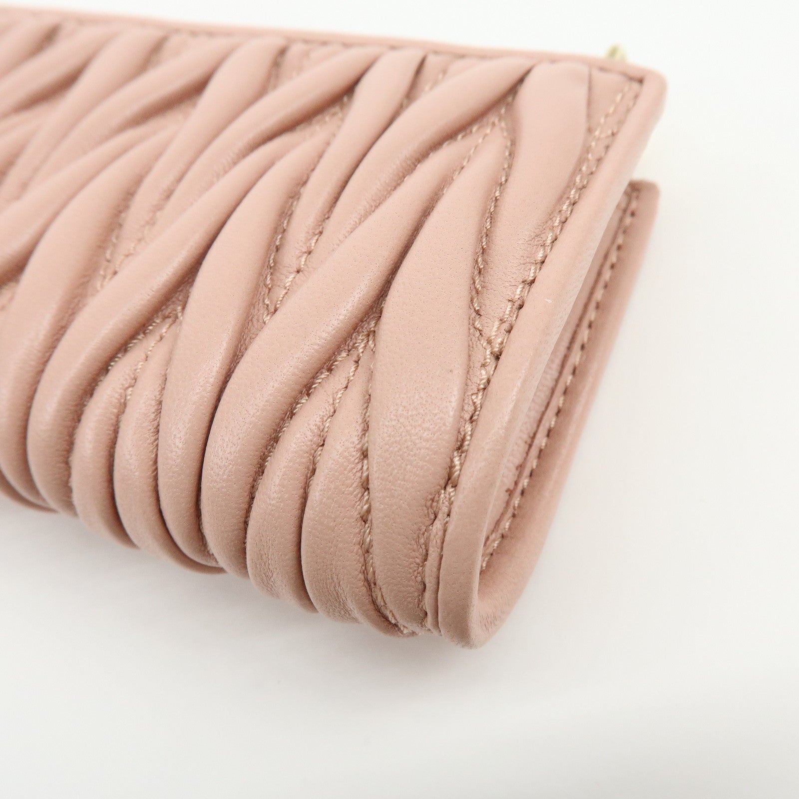 MIU MIU Matelasse Nappa Leather Coin Case Card Case Pink
