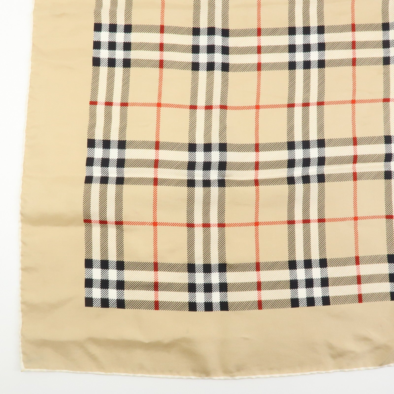 BURBERRY Nova Plaid Silk 100% Scarf Beige Black Red