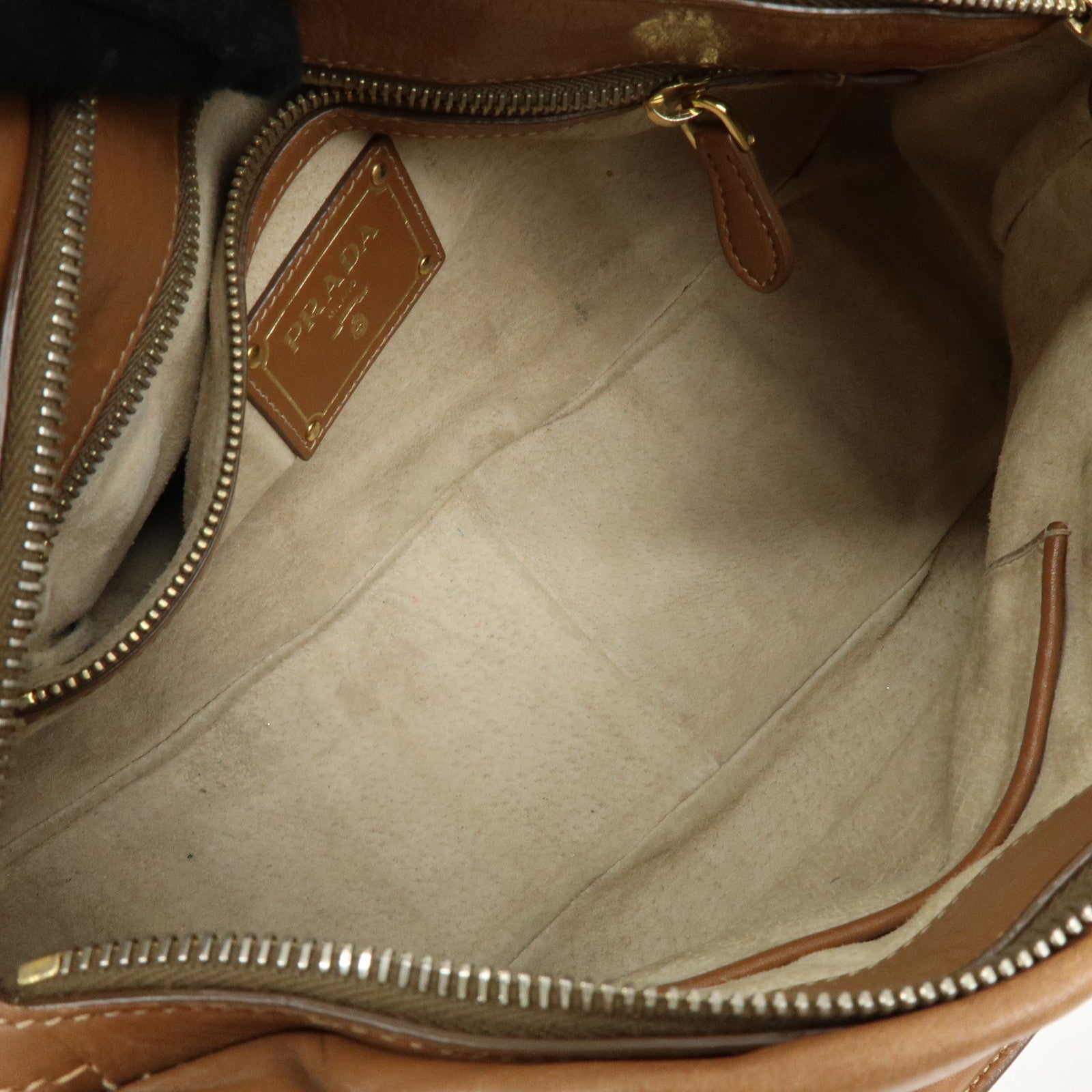 PRADA Leather 2Way Bag Hand Bag Shoulder Bag Brown