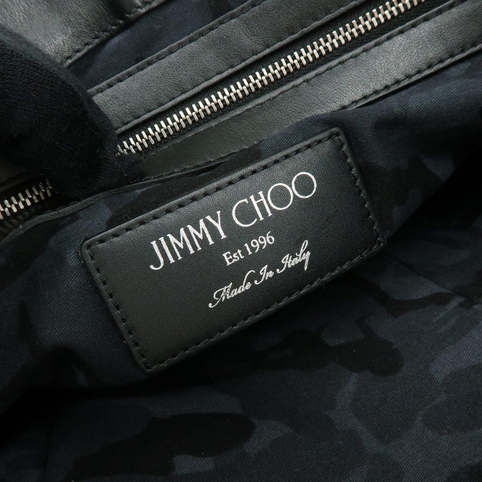 JIMMY CHOO Leather Clutch Bag Pouch Star Embossed Studs Black