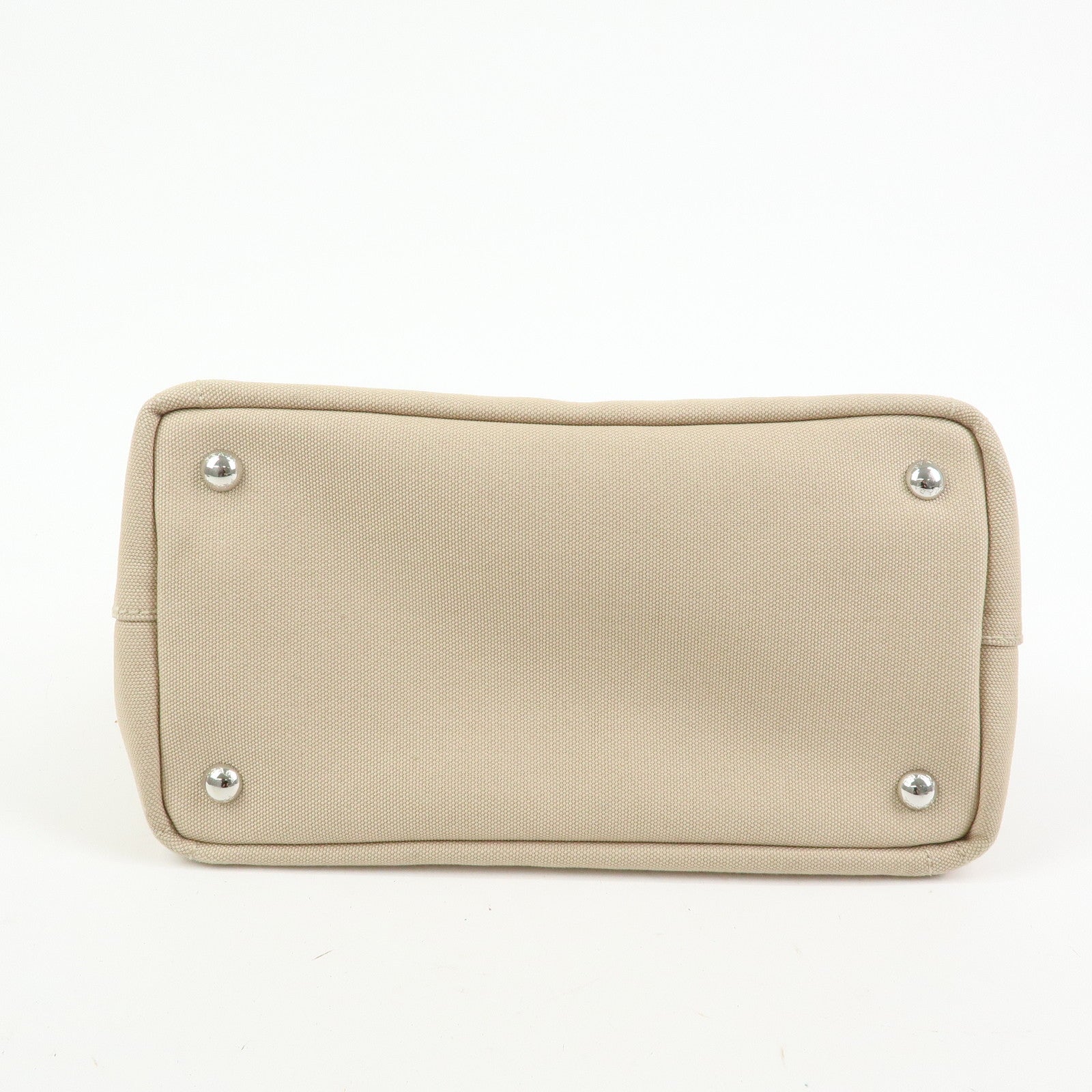 PRADA Canapa Triangle Logo Canvas 2Way Hand Bag Shoulder Bag Beige