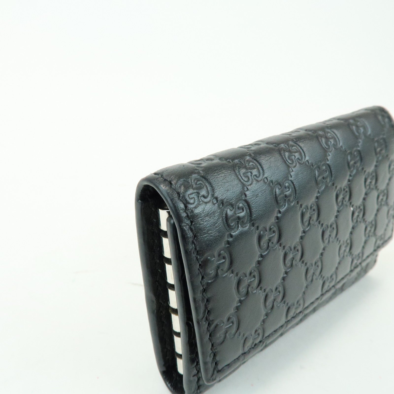 GUCCI Microguccissima Leather 6 Ring Key Case Key Holder Black