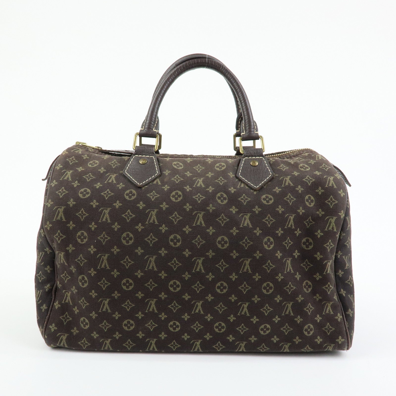 Louis Vuitton Monogram Mini Lin Speedy 30 Boston Hand Bag Ebene M95224
