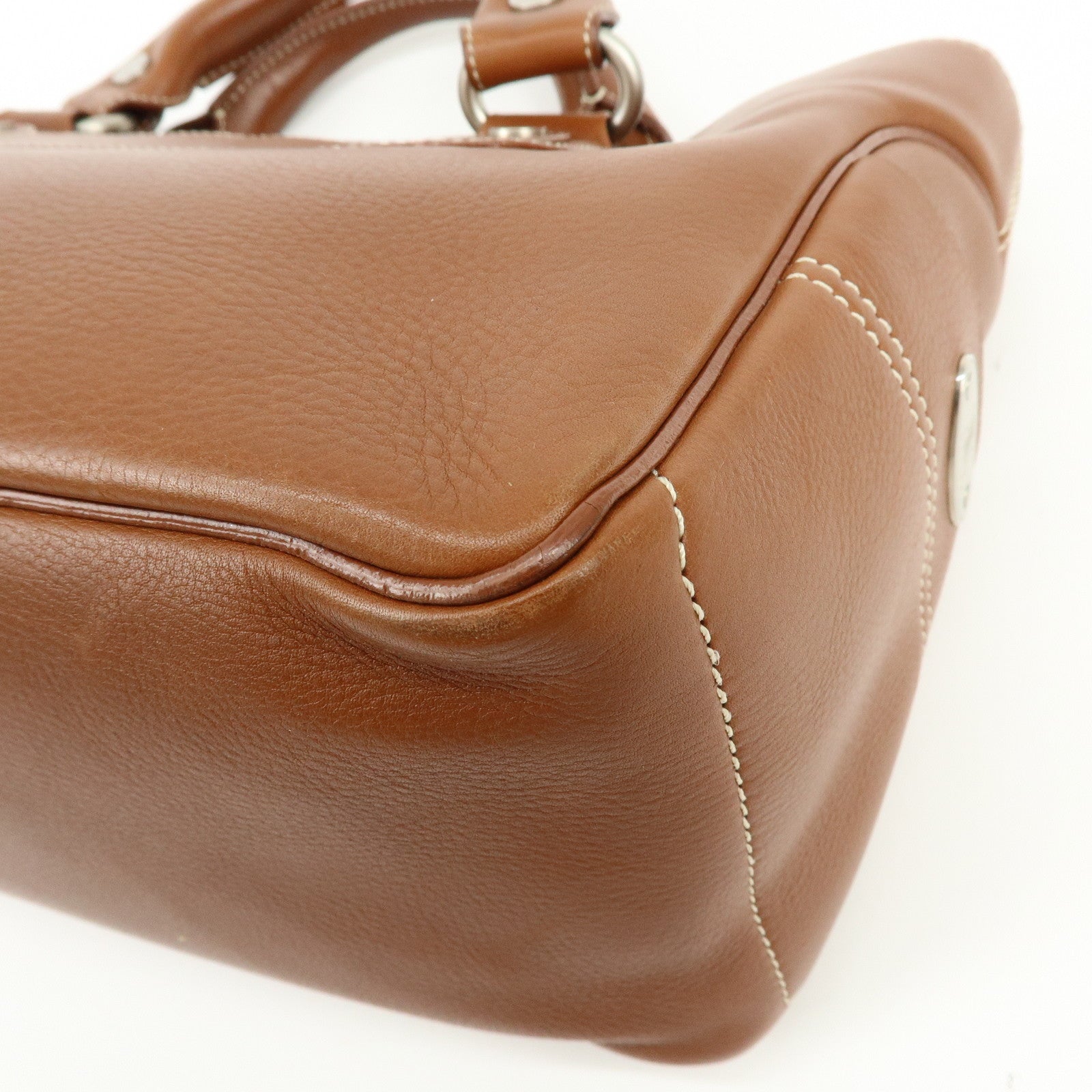 CELINE Boogie Bag Leather Hand Bag Tote Bag Brown