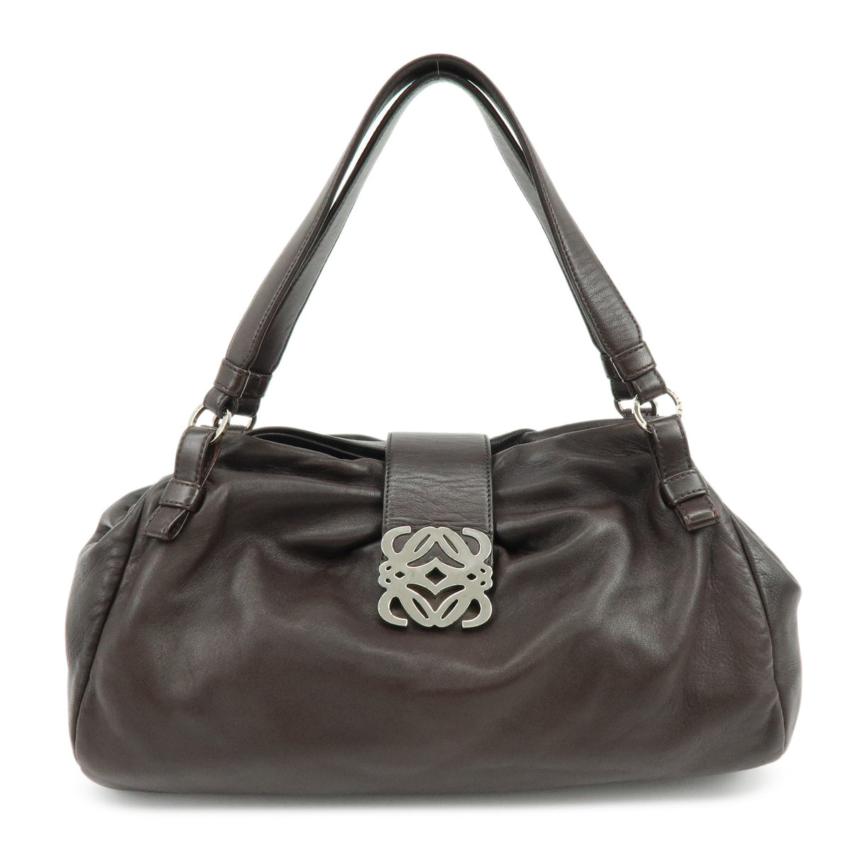 LOEWE Anagram Nappa Leather Shoulder Bag Hand Bag Dark Brown