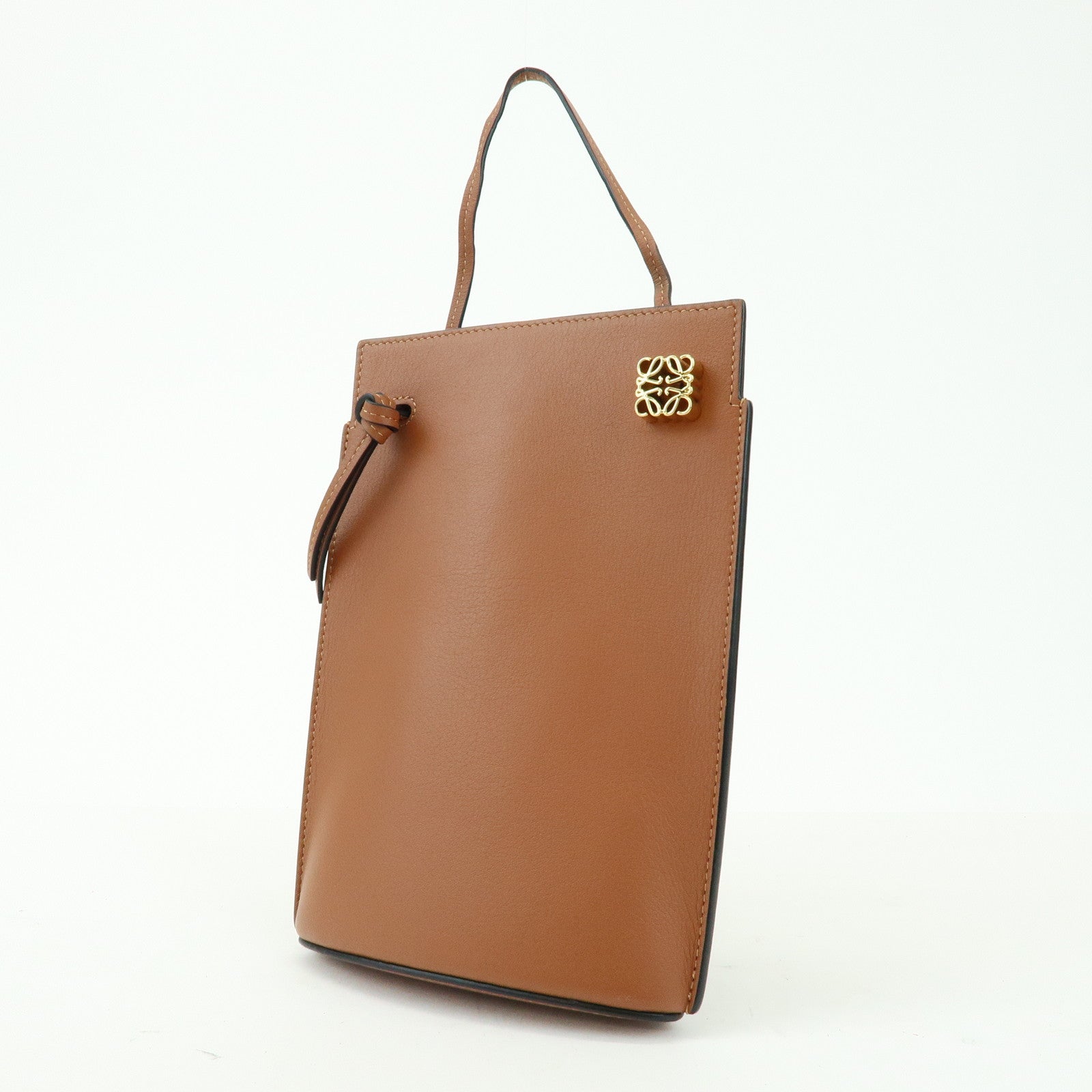 LOEWE Anagram Leather Dice Pocket Shoulder Bag Crossbody Bag Brown