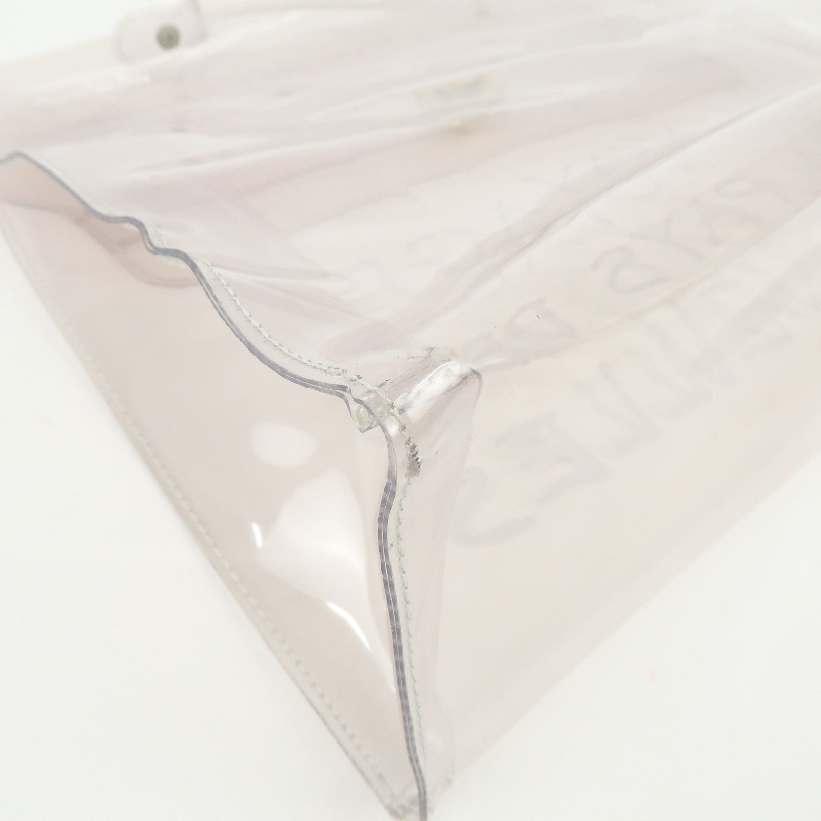 HERMES Kelly Vinyl Hand Bag Clear Transparent Gold