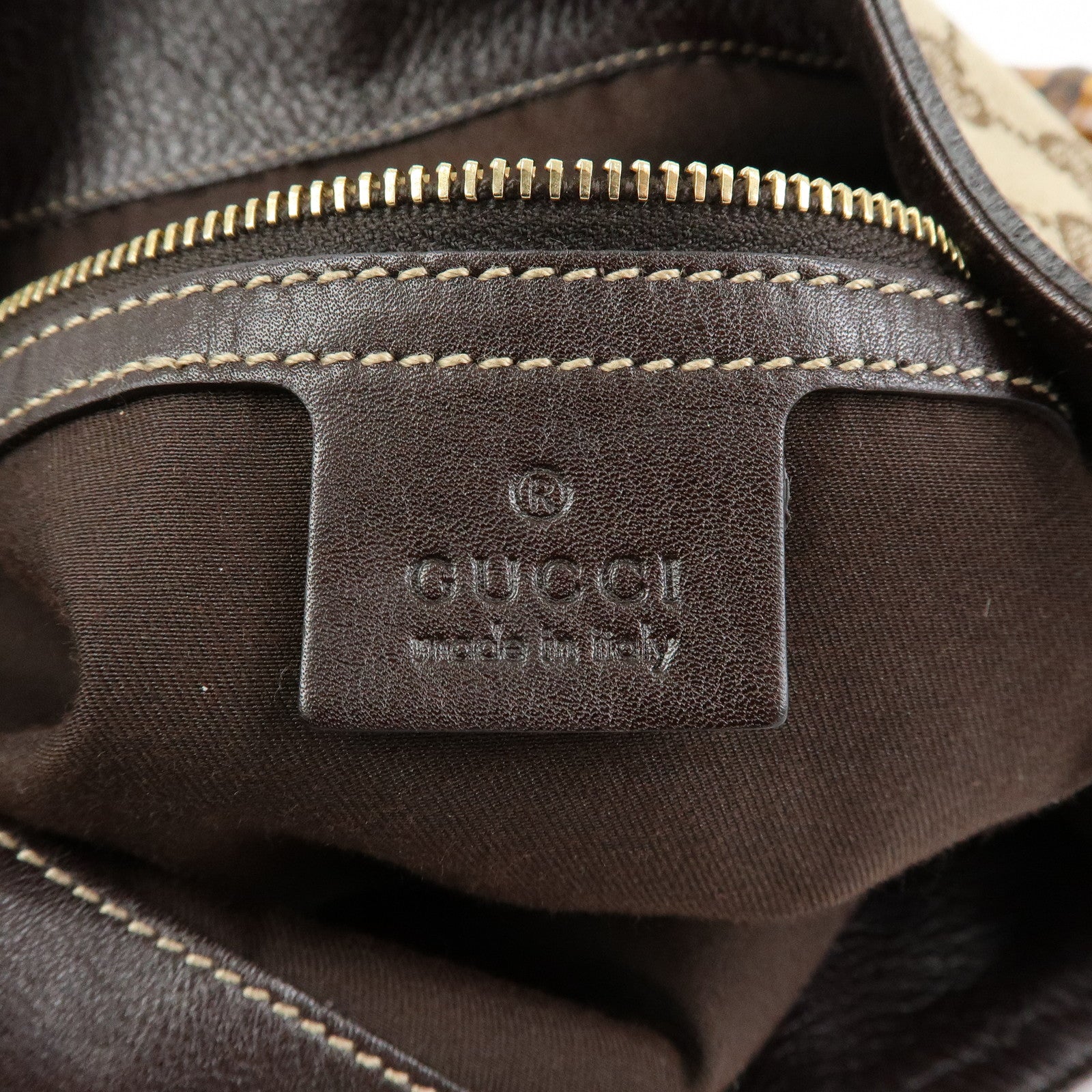 GUCCI Bamboo GG Canvas Leather 2Way Bag Hand Bag Beige Brown 169976