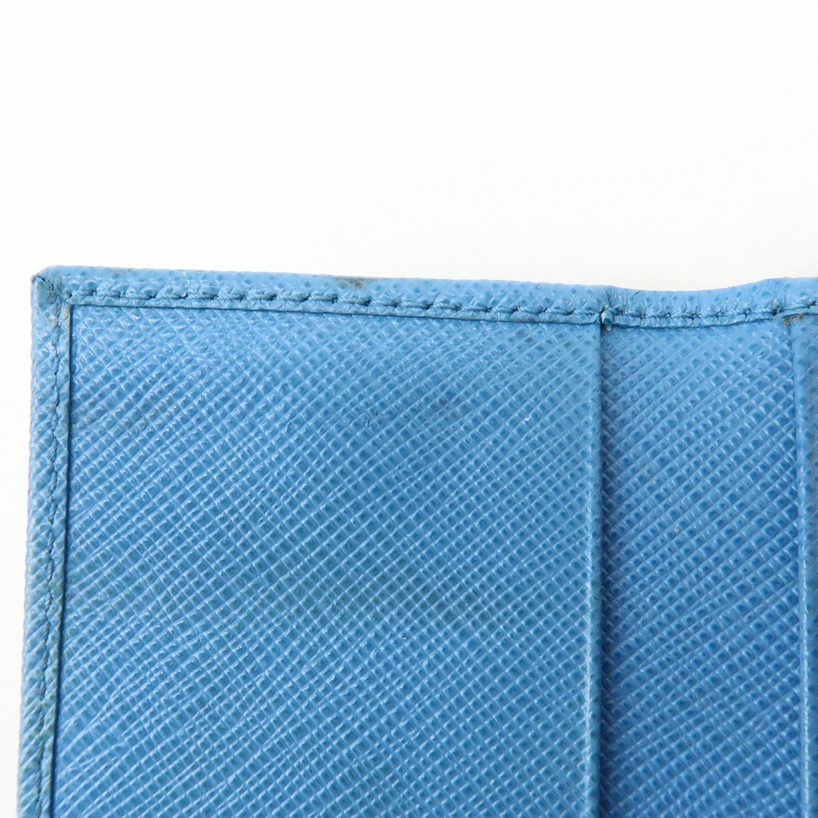 PRADA Triangle Log Saffiano Leather Key Case Key Holder Blue