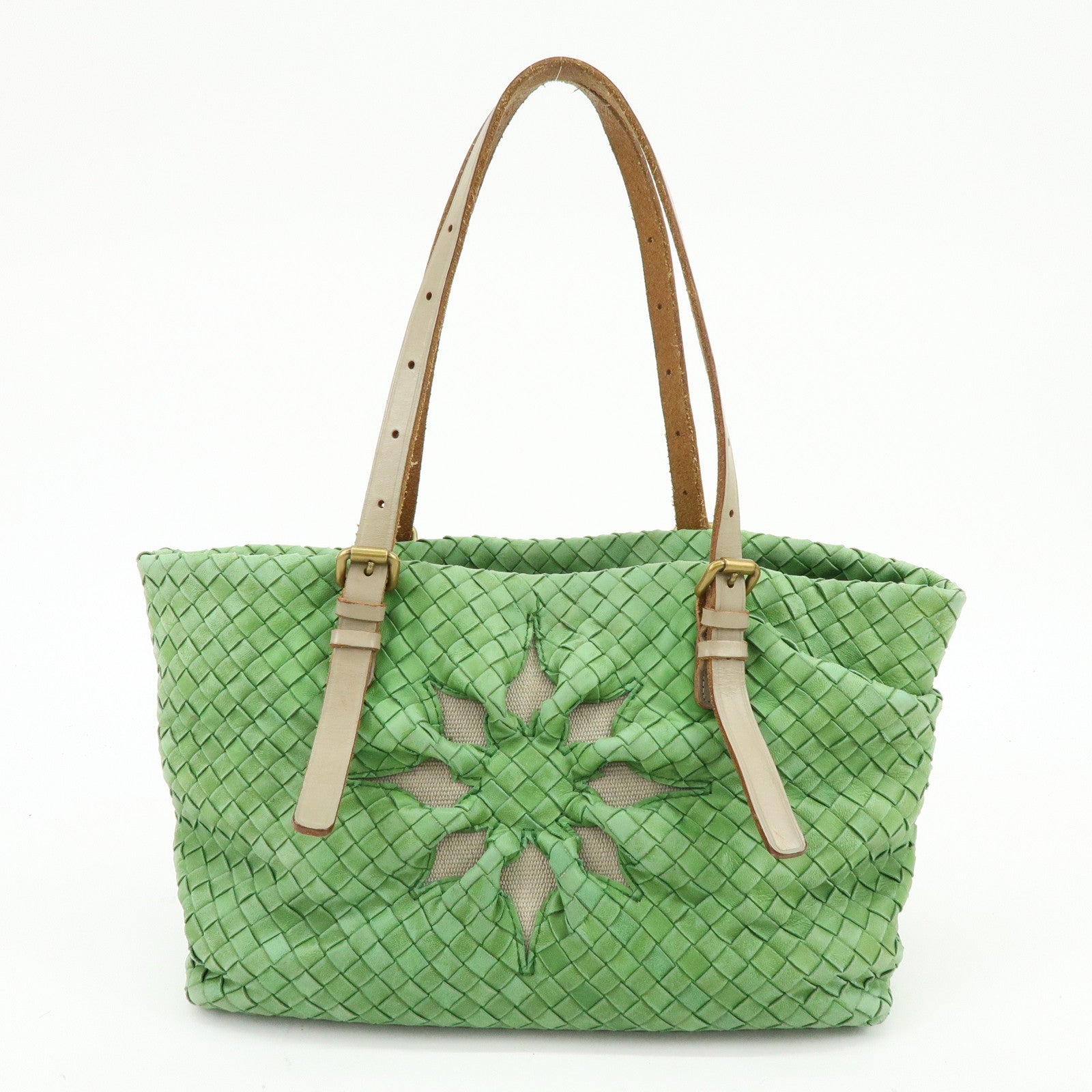 BOTTEGA VENETA Intrecciato Flower Shoulder Bag Tote Bag Green 169759