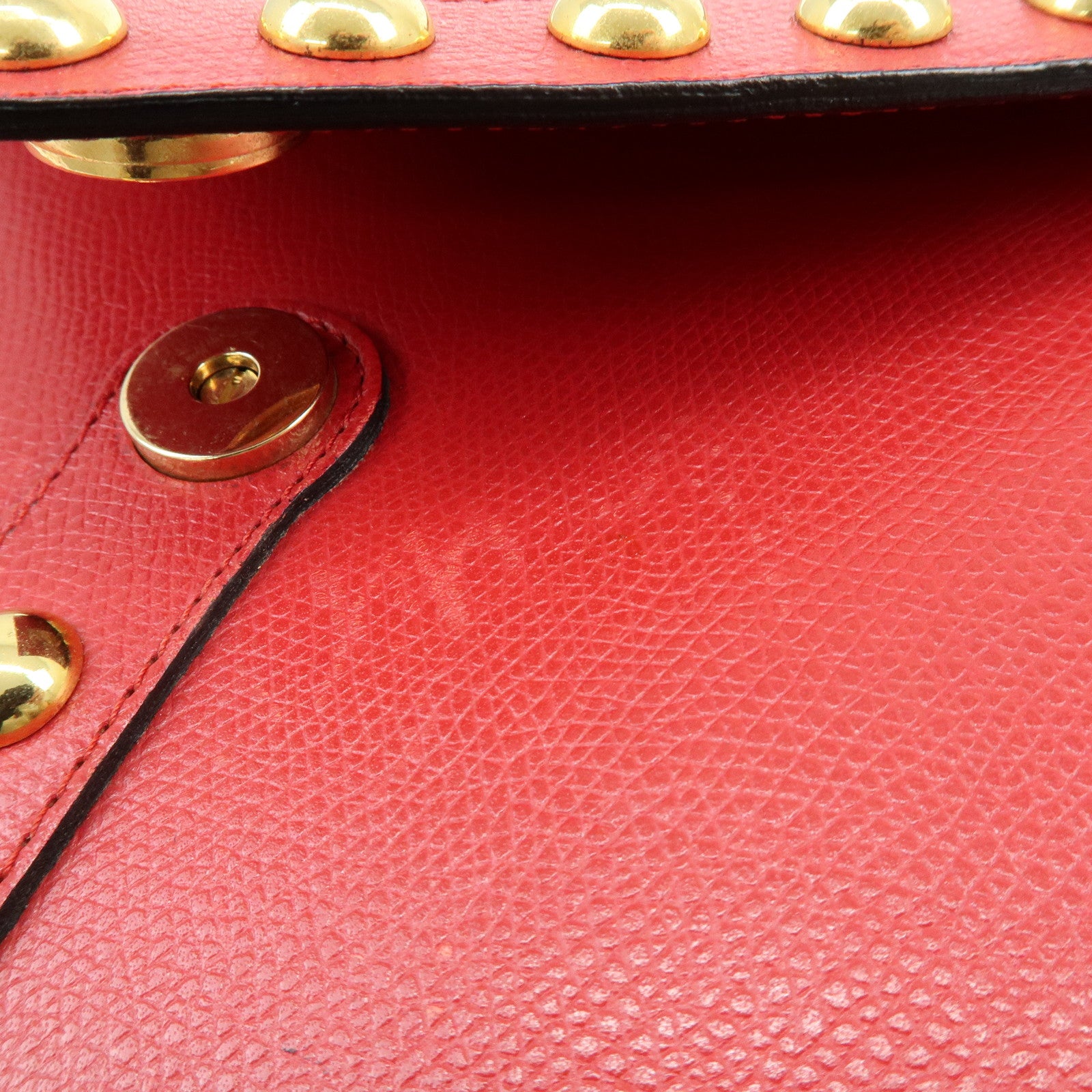 SAINT LAURENT PARIS Y-Line Leather Studs Shoulder Bag Crossbody Bag Red