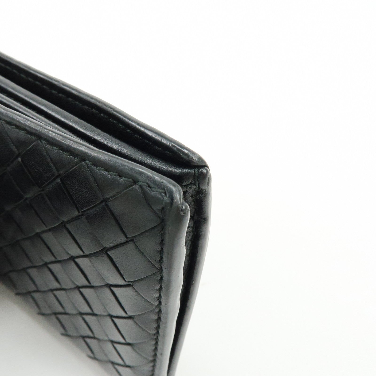 Bottega Veneta Intrecciato Leather Bi-fold Comact Wallet Black 193642