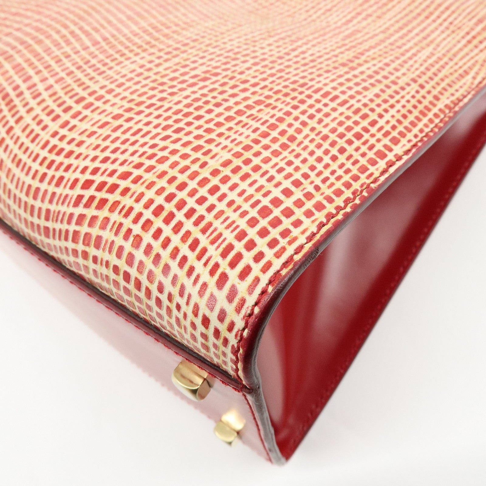 Ferragamo Gancini Leather 2Way Bag Hand Bag Shoulder Bag Red