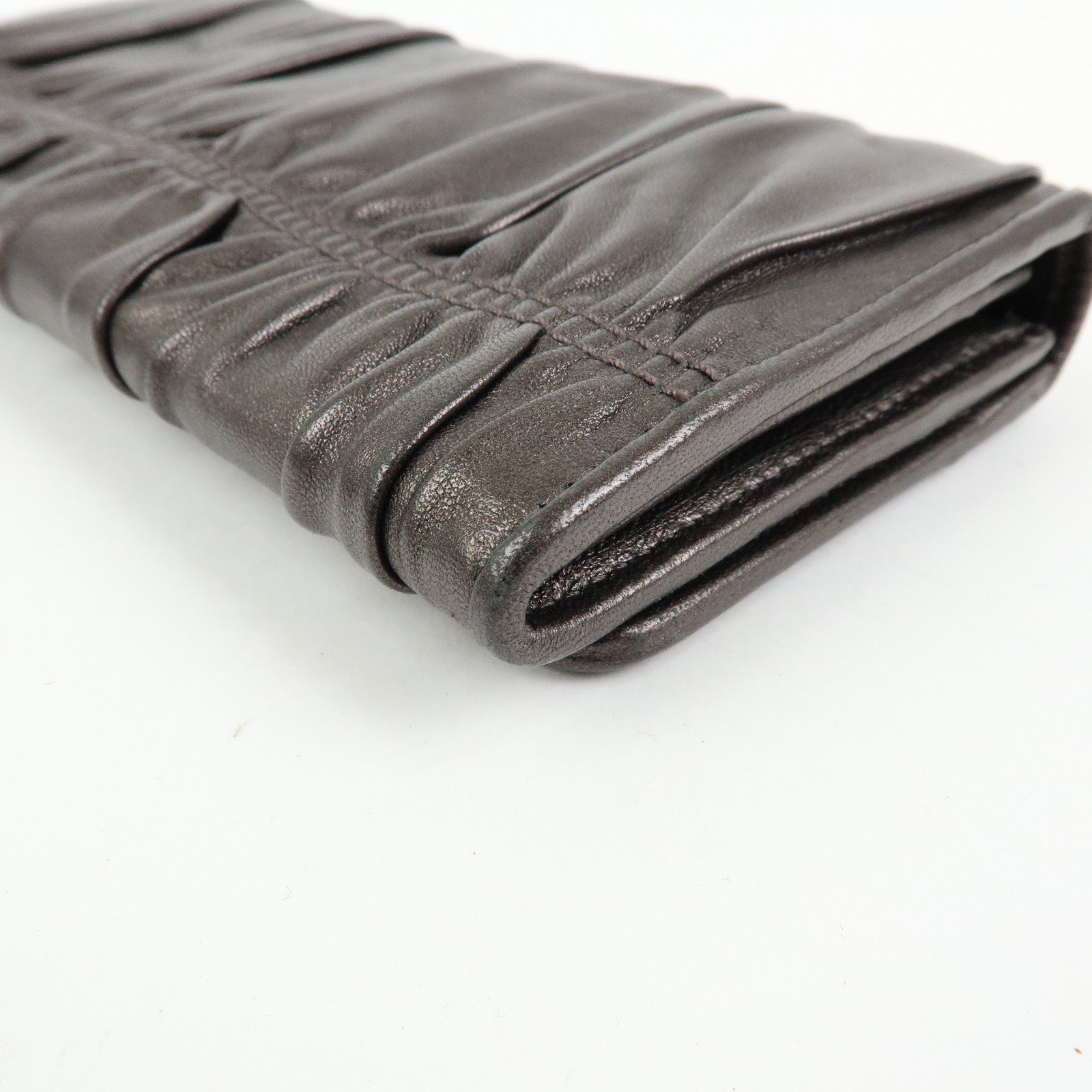 PRADA Logo Nappa Gaufre Leather Flap Bi-fold Long Wallet Bronze 1M1132