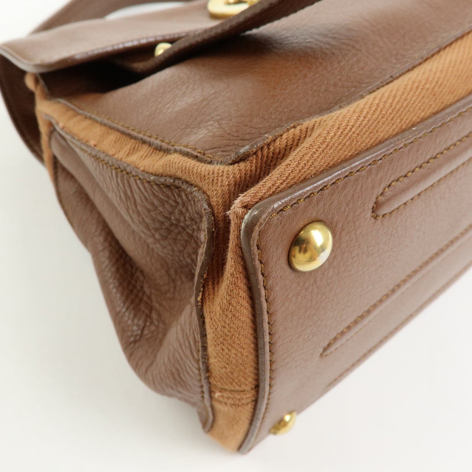 SAINT LAURENT PARIS Muse Two Leather Hand Bag Brown 289278