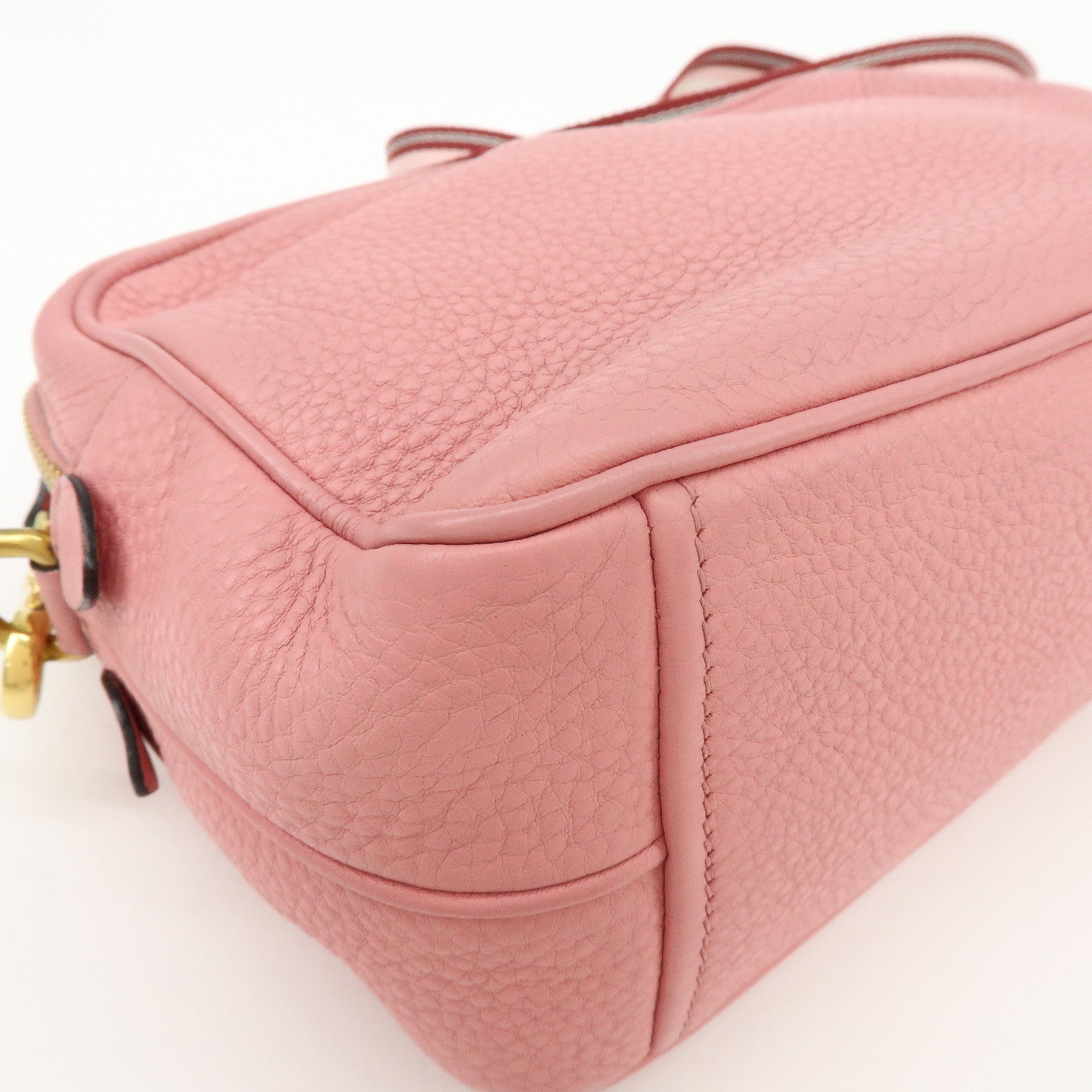 PRADA Logo Leather Shoulder Bag Crossbody Bag Camera Bag Pink