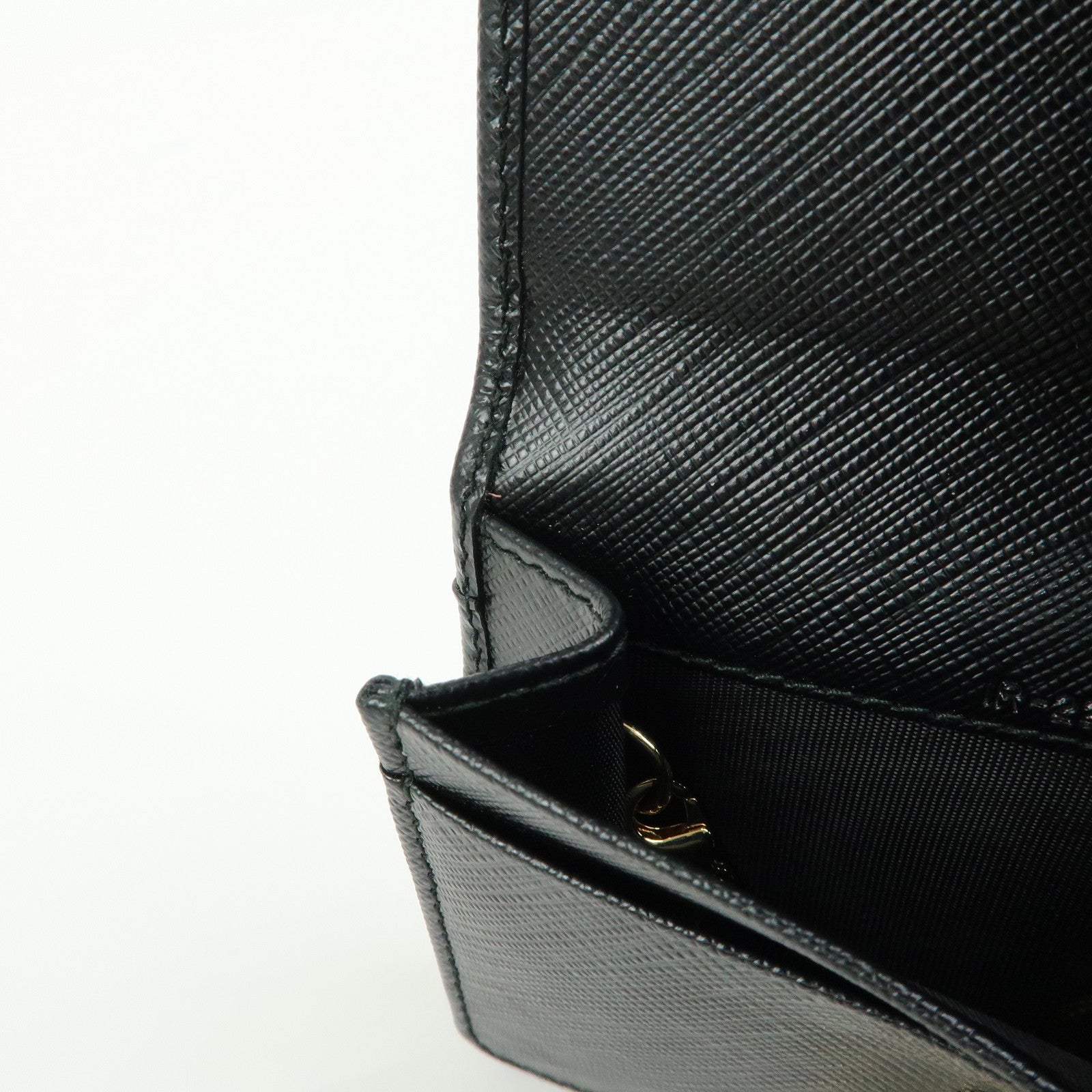 Ferragamo Gancini Embossed Leather Card Case Card Holder Black
