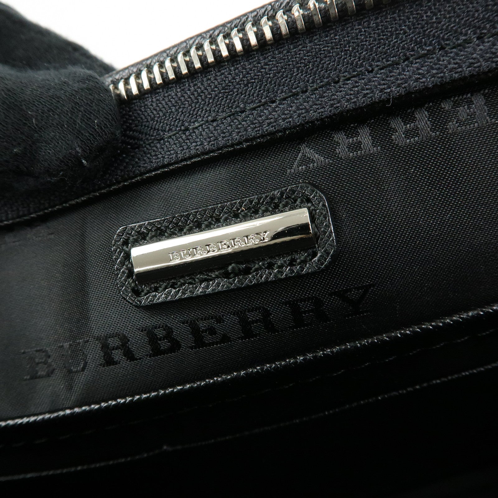 BURBERRY Saffiano Leather Clutch Bag Black