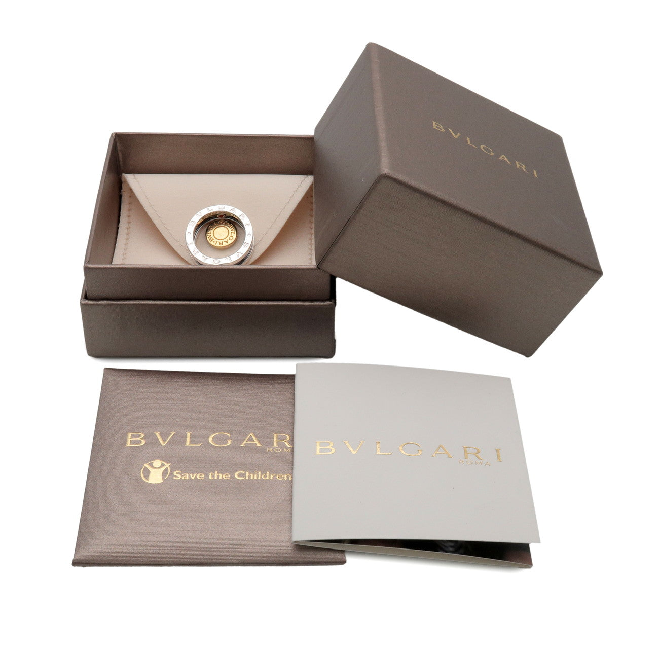 BVLGARI B-Zero1 Save the Children Ring SV925 Black Ceramic #50 US5.25