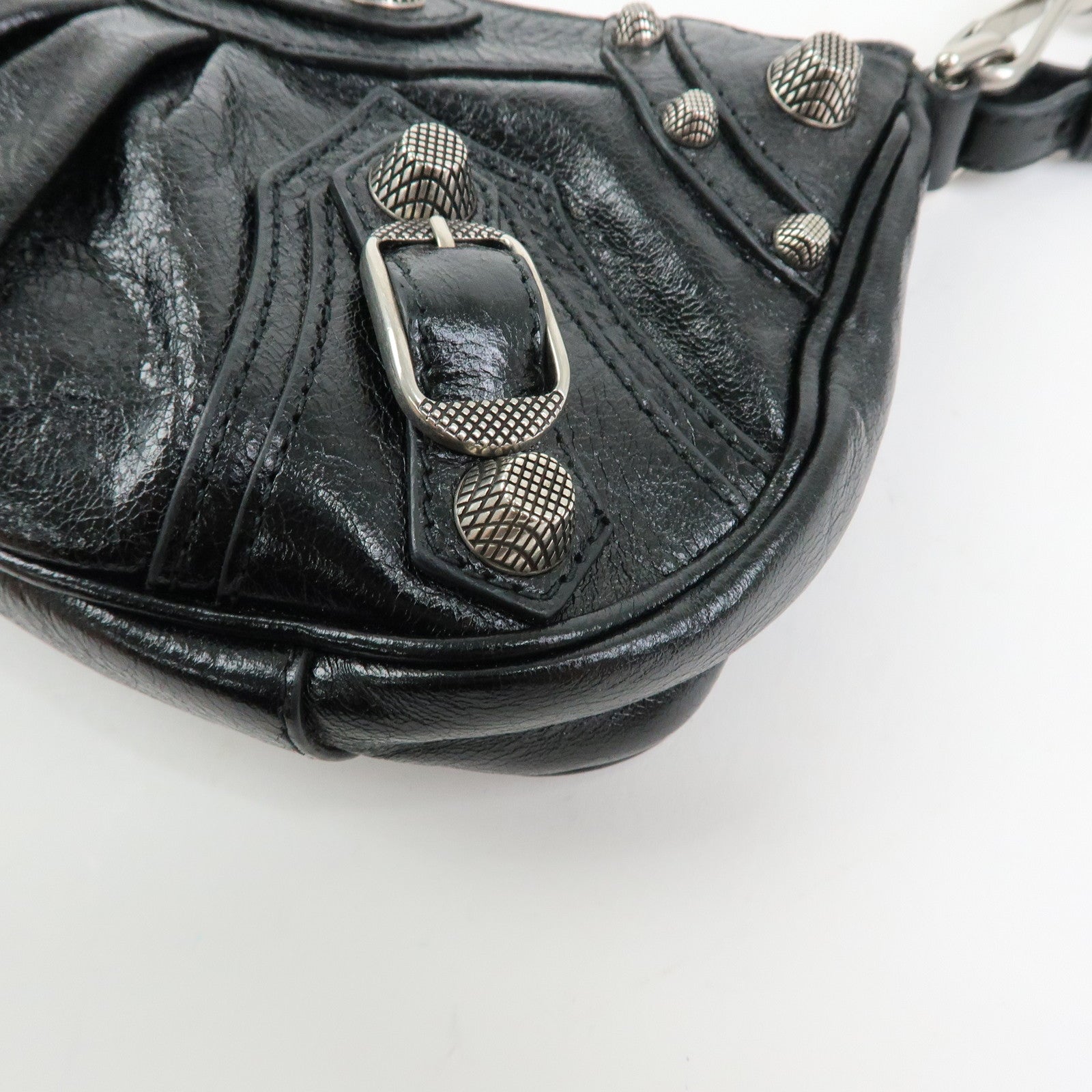 BALENCIAGA Le Cagole Mini Leather Chain Shoulder Bag Black 695814