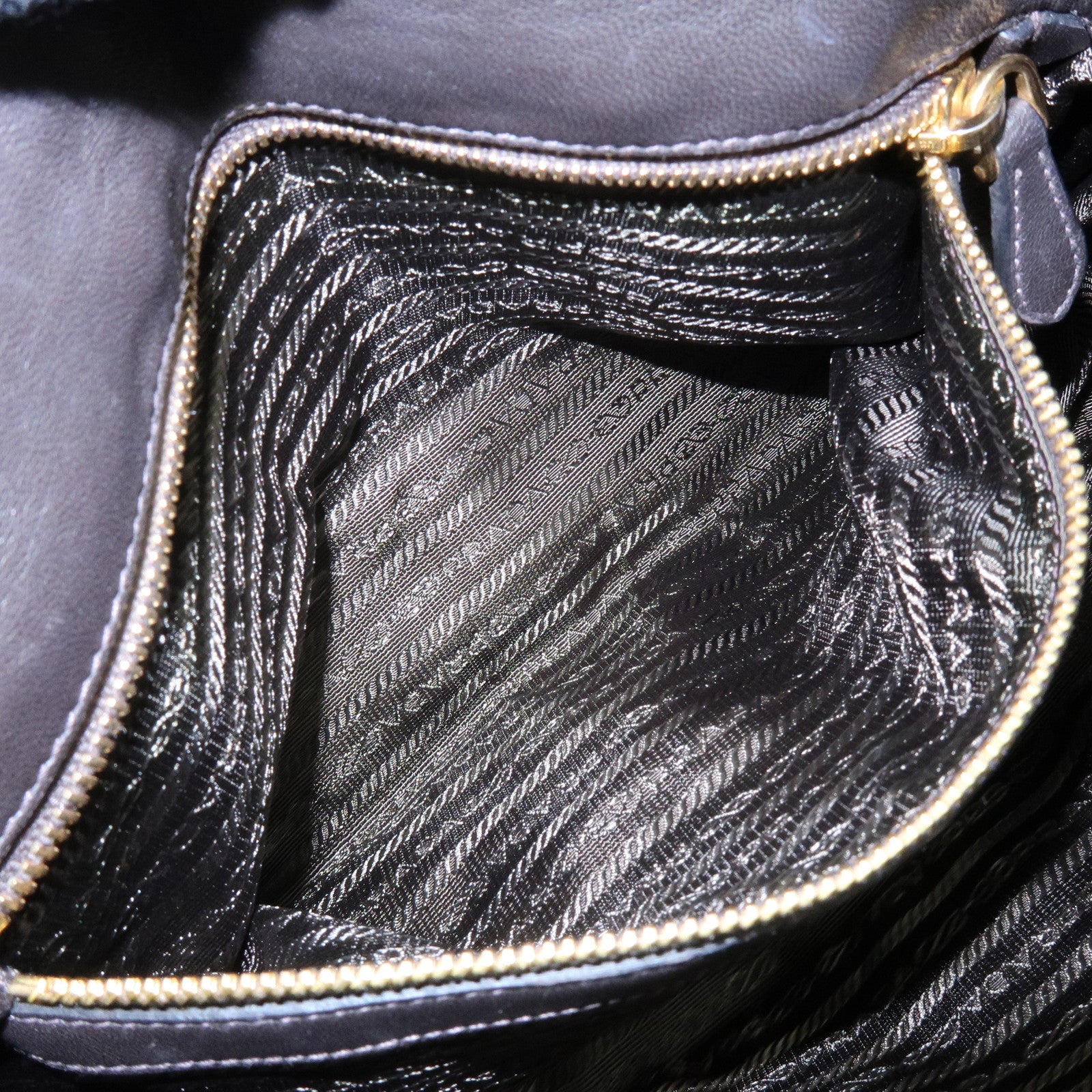 PRADA Triangle Logo Gathered Nylon Leather 2Way Bag Hand Bag BN1407