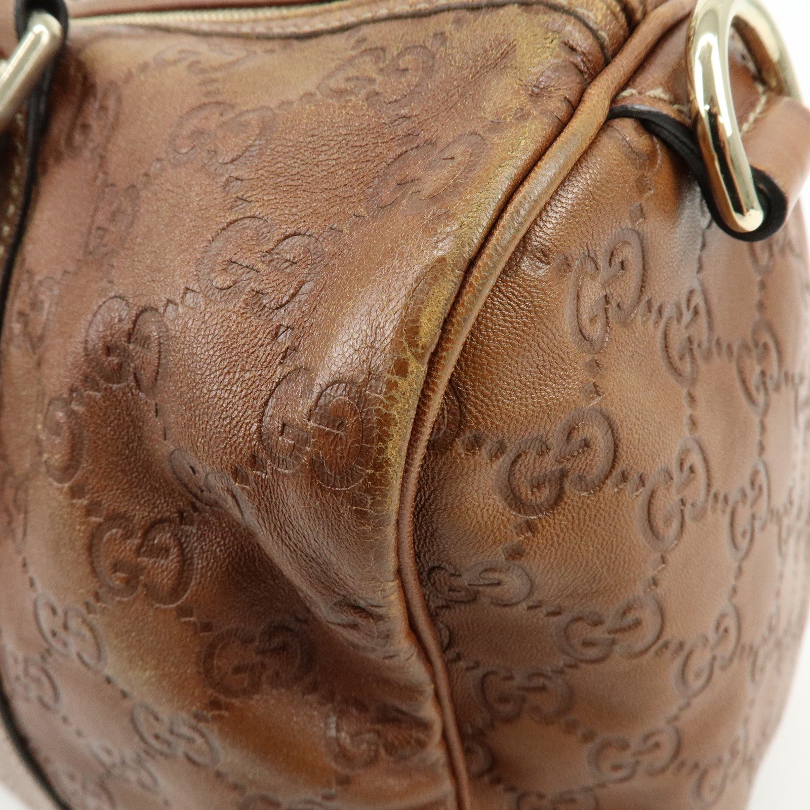 GUCCI Guccissima Leather Boston Bag Hand Bag Brown 193603