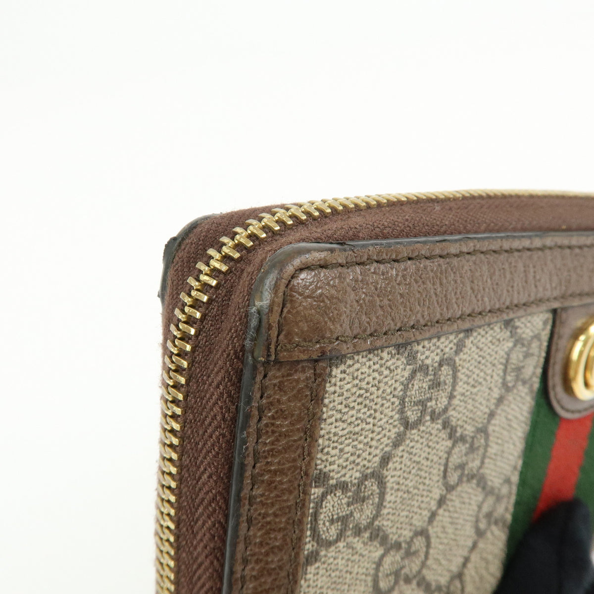 GUCCI Ophidia Sherry GG Supreme Leather Round Zippy Wallet 523154