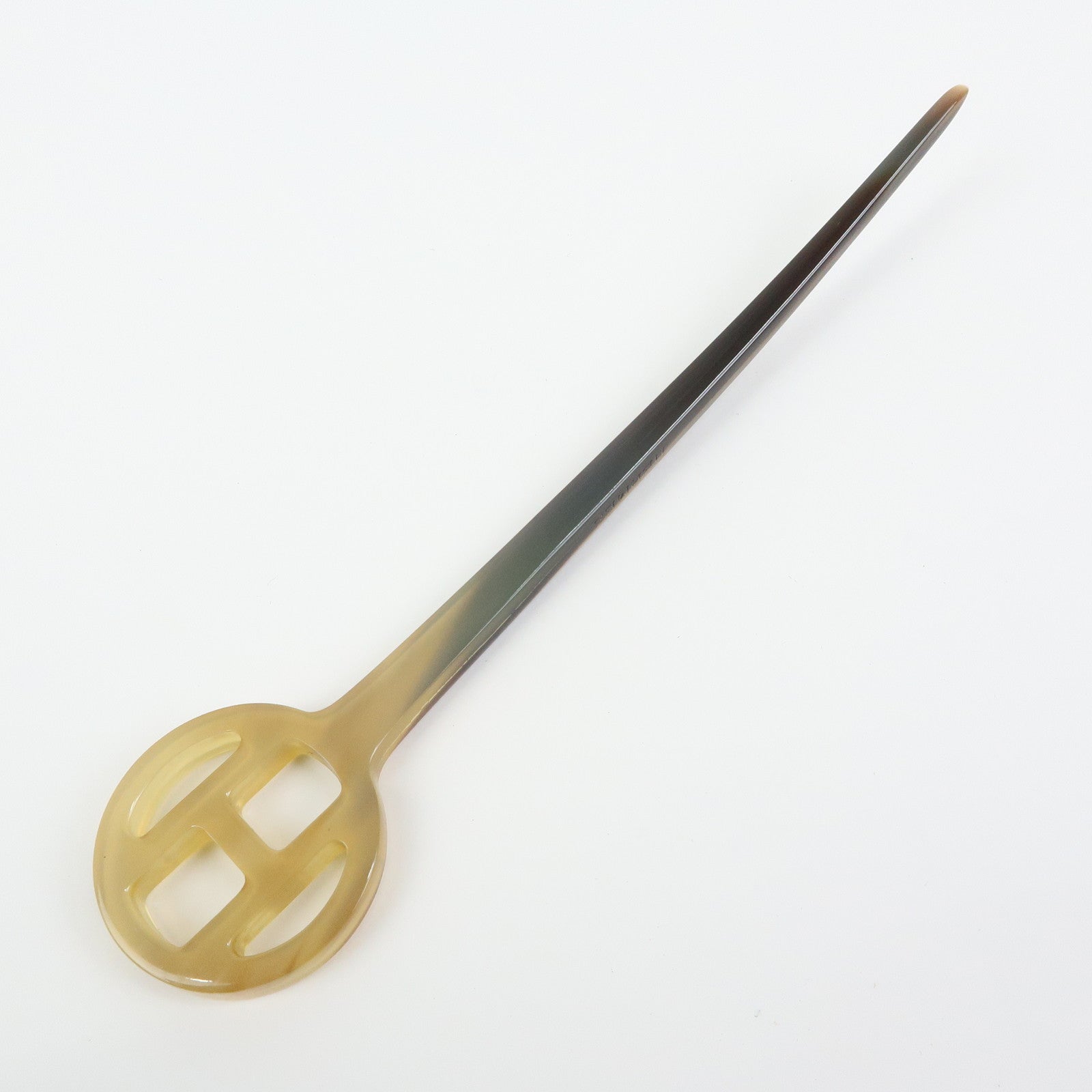 HERMES Buffalo Horn Hair Pin Rocaille Kanzashi Natural Brown