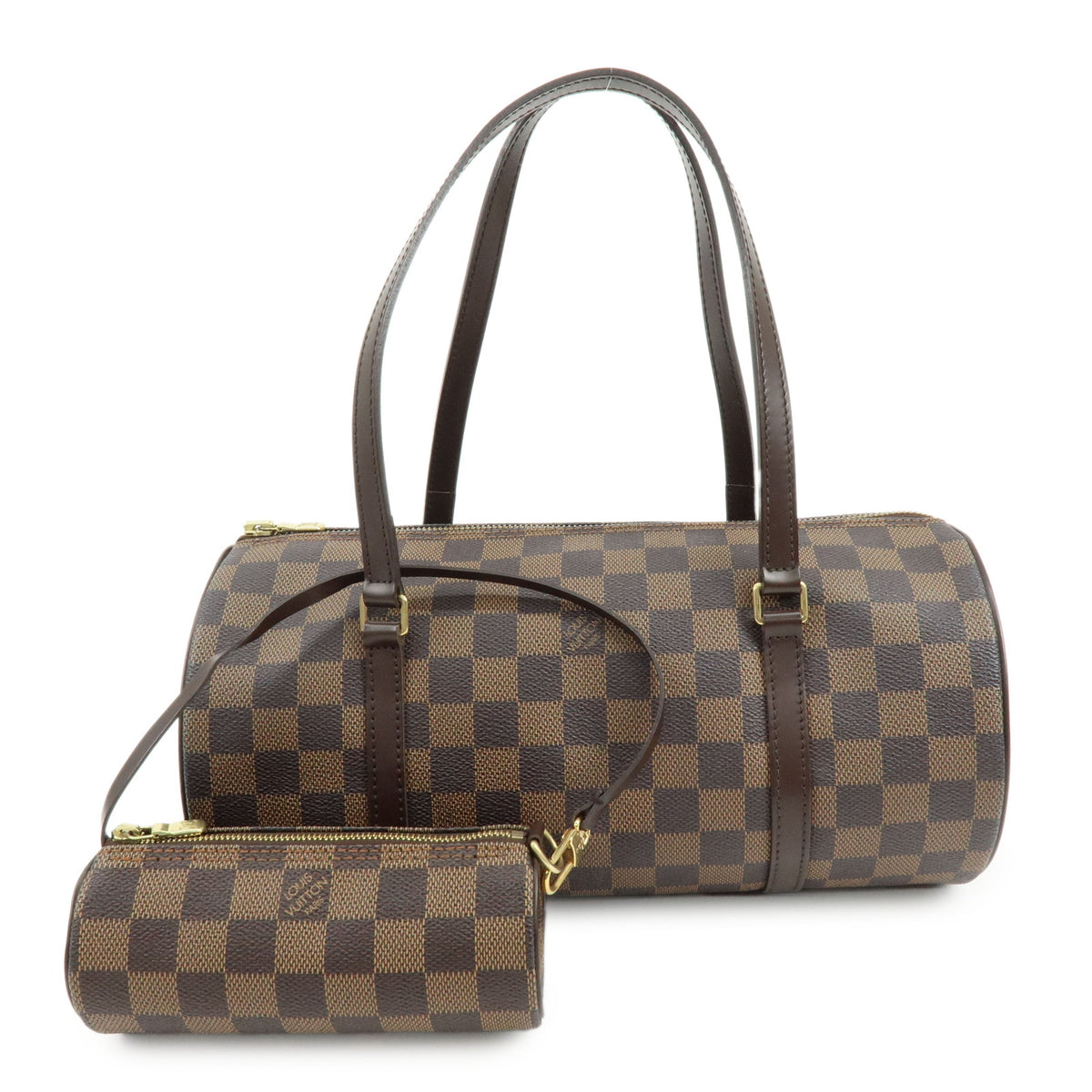 Louis Vuitton Damier Ebene Papillon 30 Hand Bag & Pouch Brown N51303