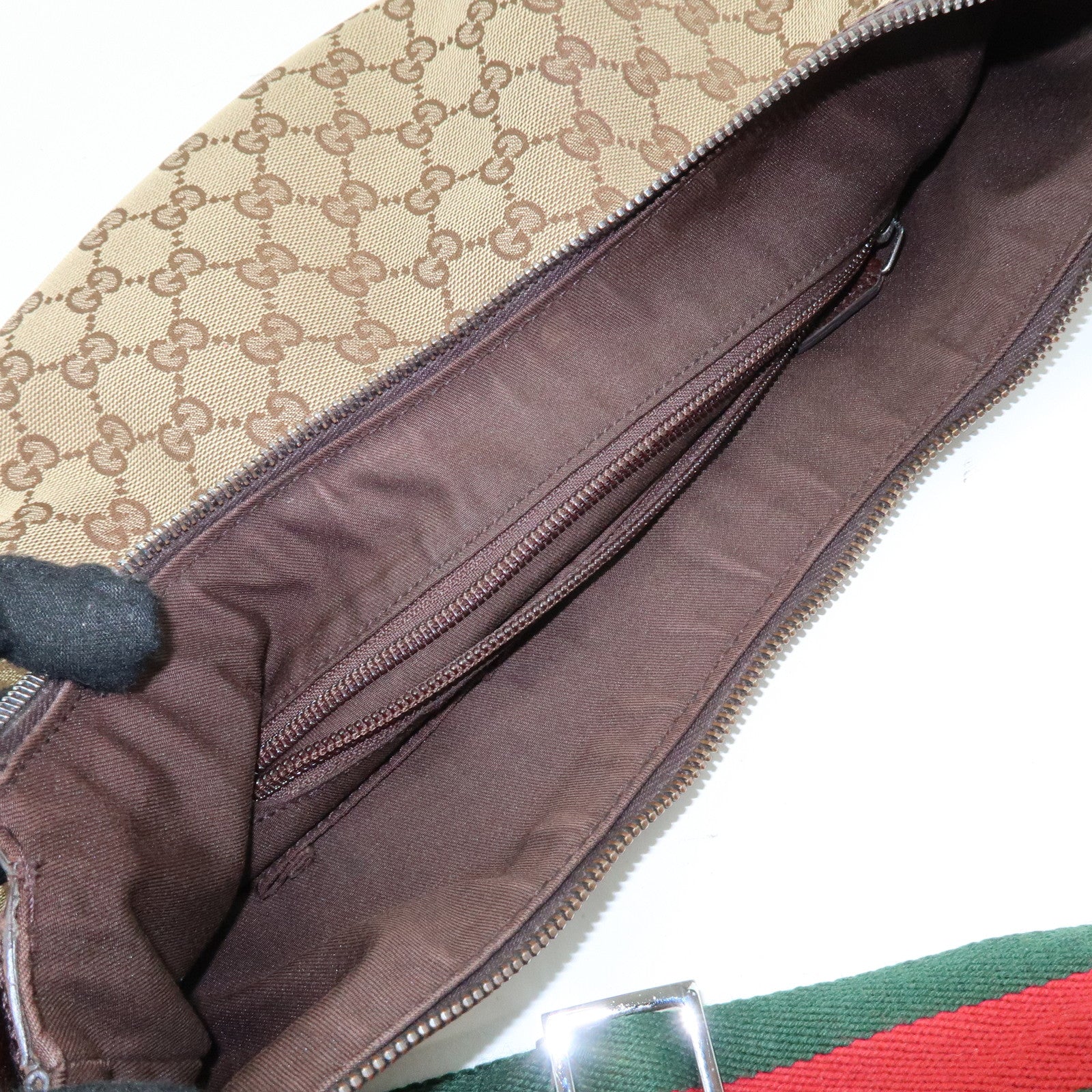 GUCCI Sherry GG Canvas Leather Shoulder Bag Beige Brown 181092