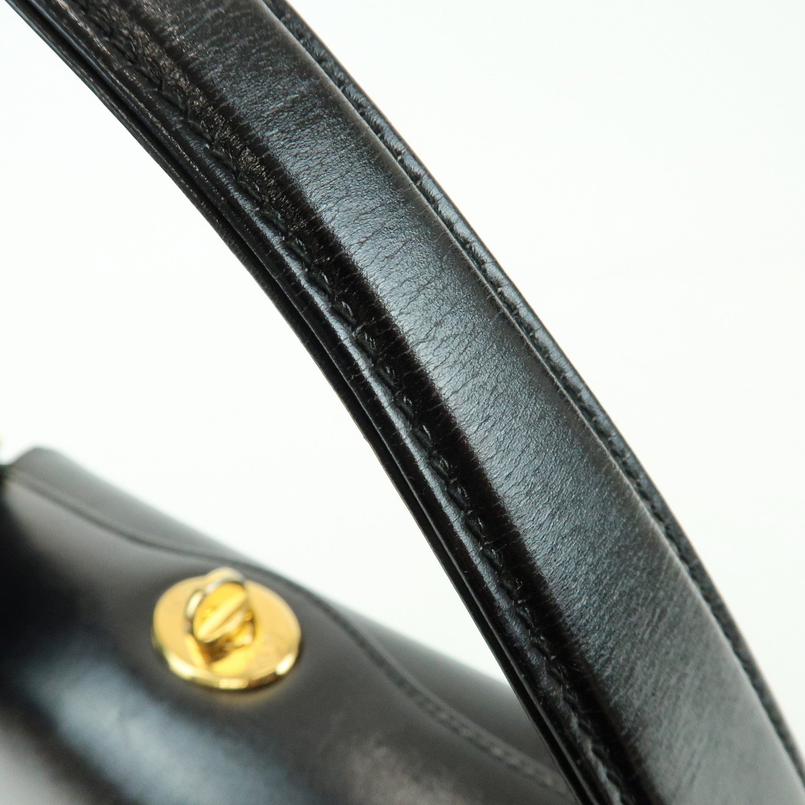 GUCCI Old Gucci Leather Hand Bag Top Handle Bag Black 000・26・0025