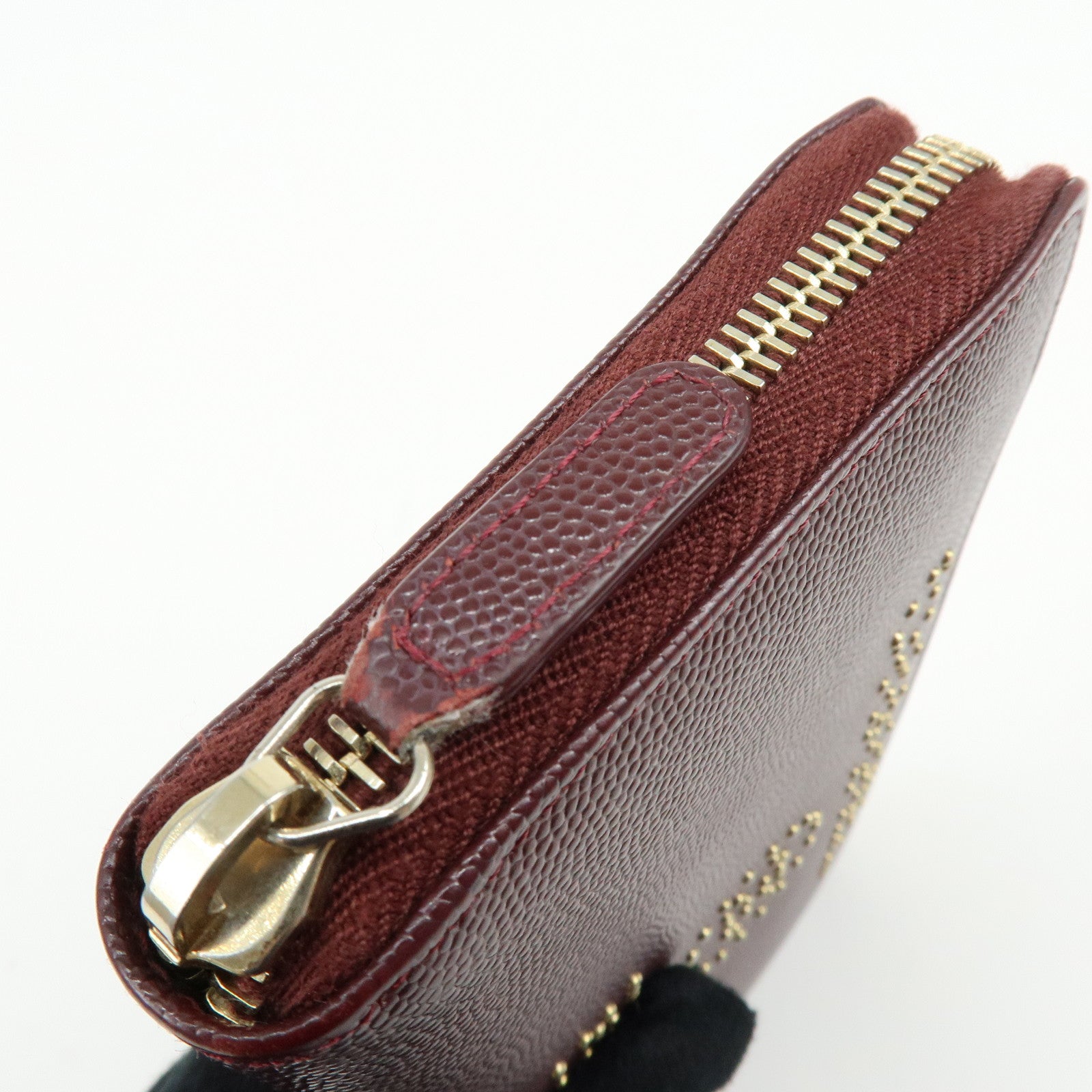 CHANEL Deauville COCO Mark Caviarskin Round Zippy Long Wallet A82281