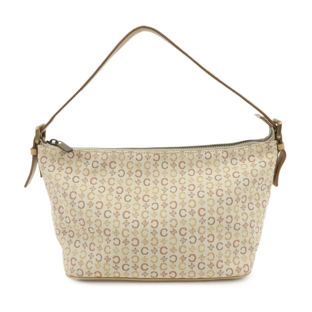 CELINE C Macadam Canvas Leather Shoulder Bag Hand Bag Beige