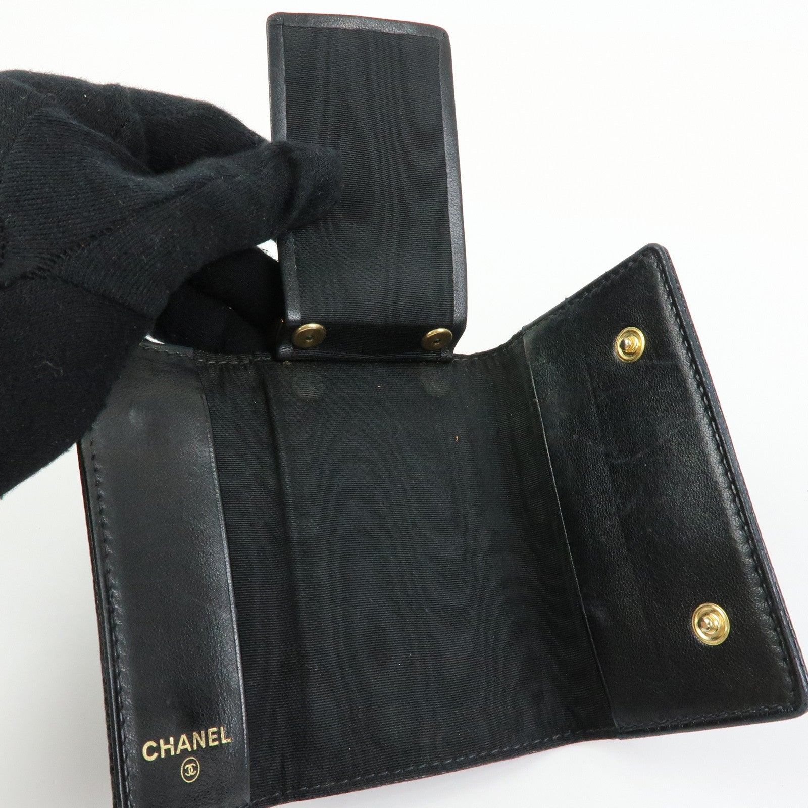 CHANEL COCO Mark Cavierskin Key Case Key Holder Black