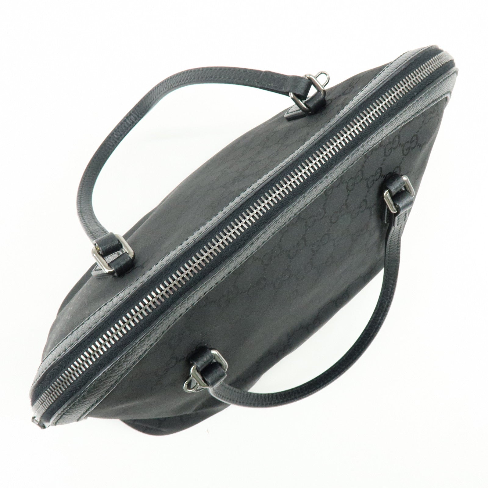 GUCCI GG Nylon Leather 2Way Bag Hand Shoulder Bag Black 420023