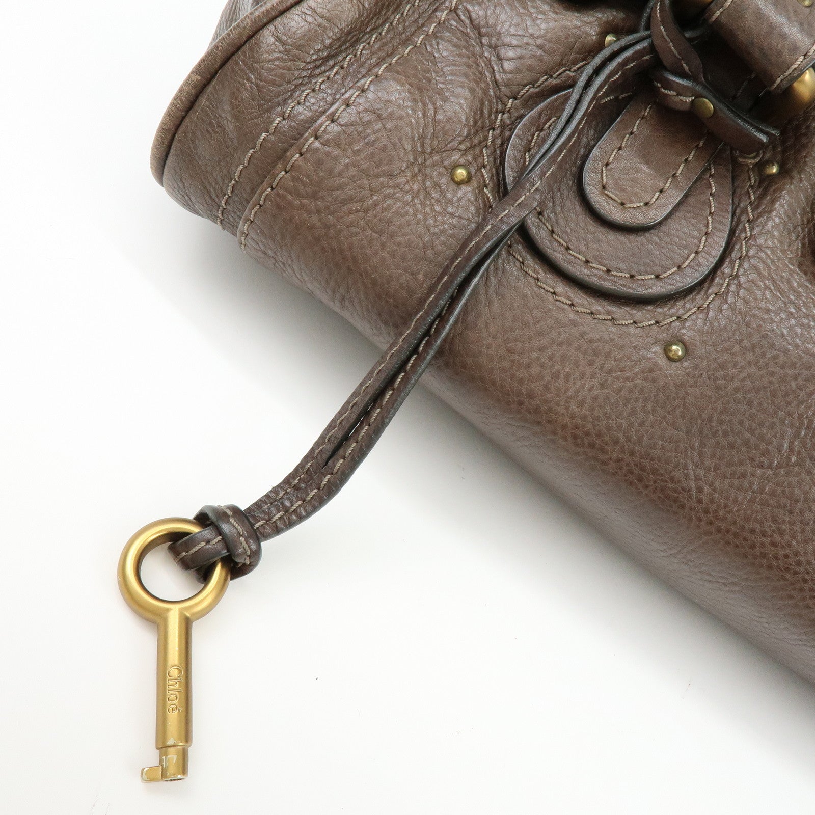 Chloe Paddington Leather Hand Bag Shoulder Bag Dark Brown