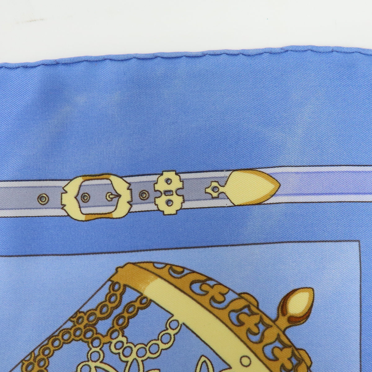 HERMES Carre 90 Lot of 3 Silk 100% Scarf Navy Light Blue Gold