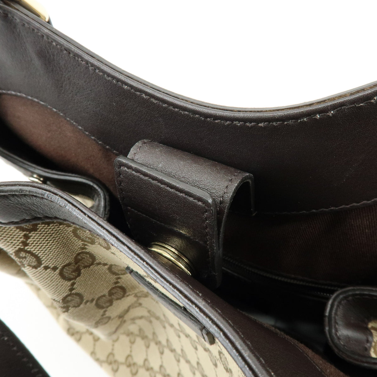 GUCCI GG Canvas Leather Hand Bag Shoulder Bag Toe Bag Brown 388919