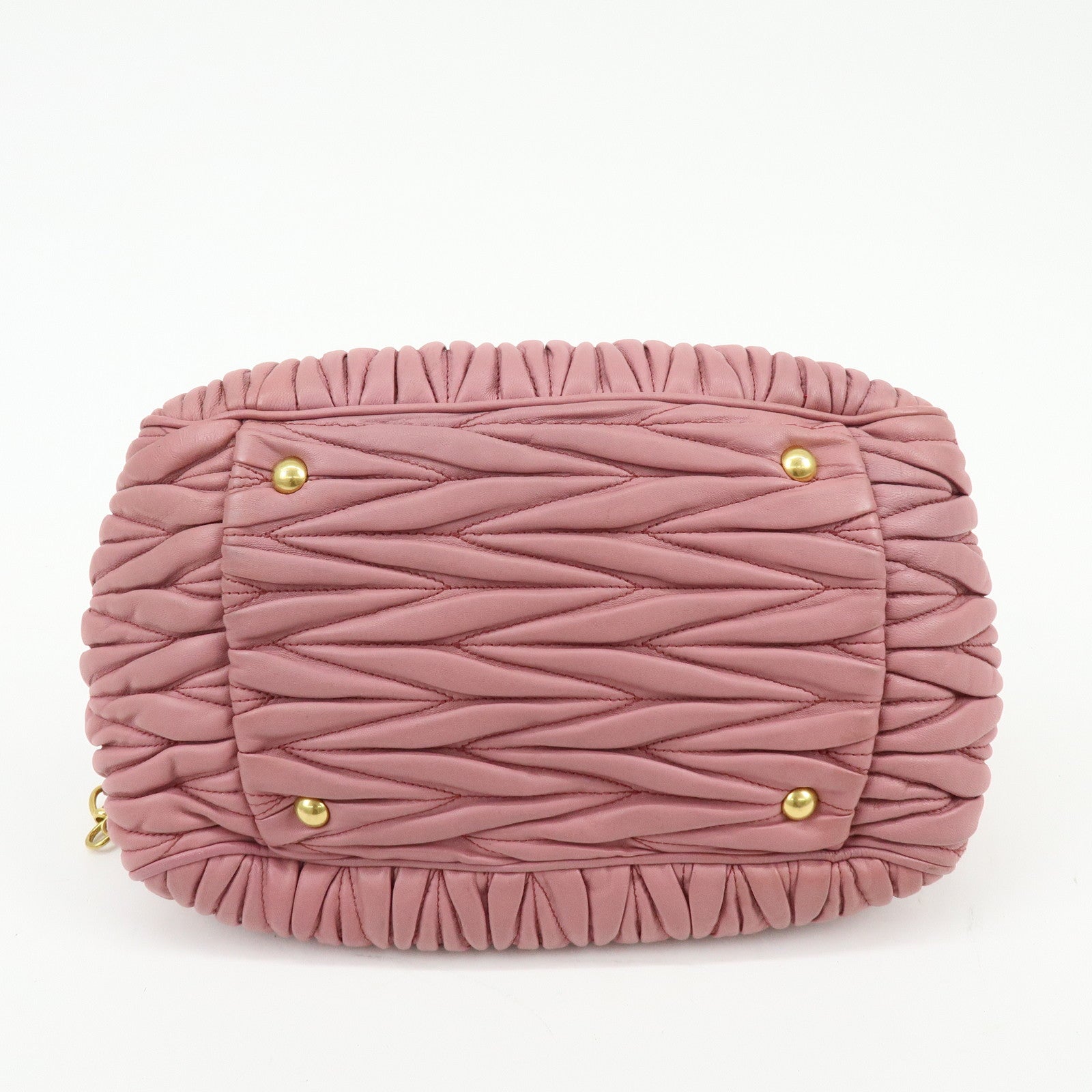MIU MIU Matelasse Nappa Leather 2Way Hand Bag Shoulder Bag Pink RLN059