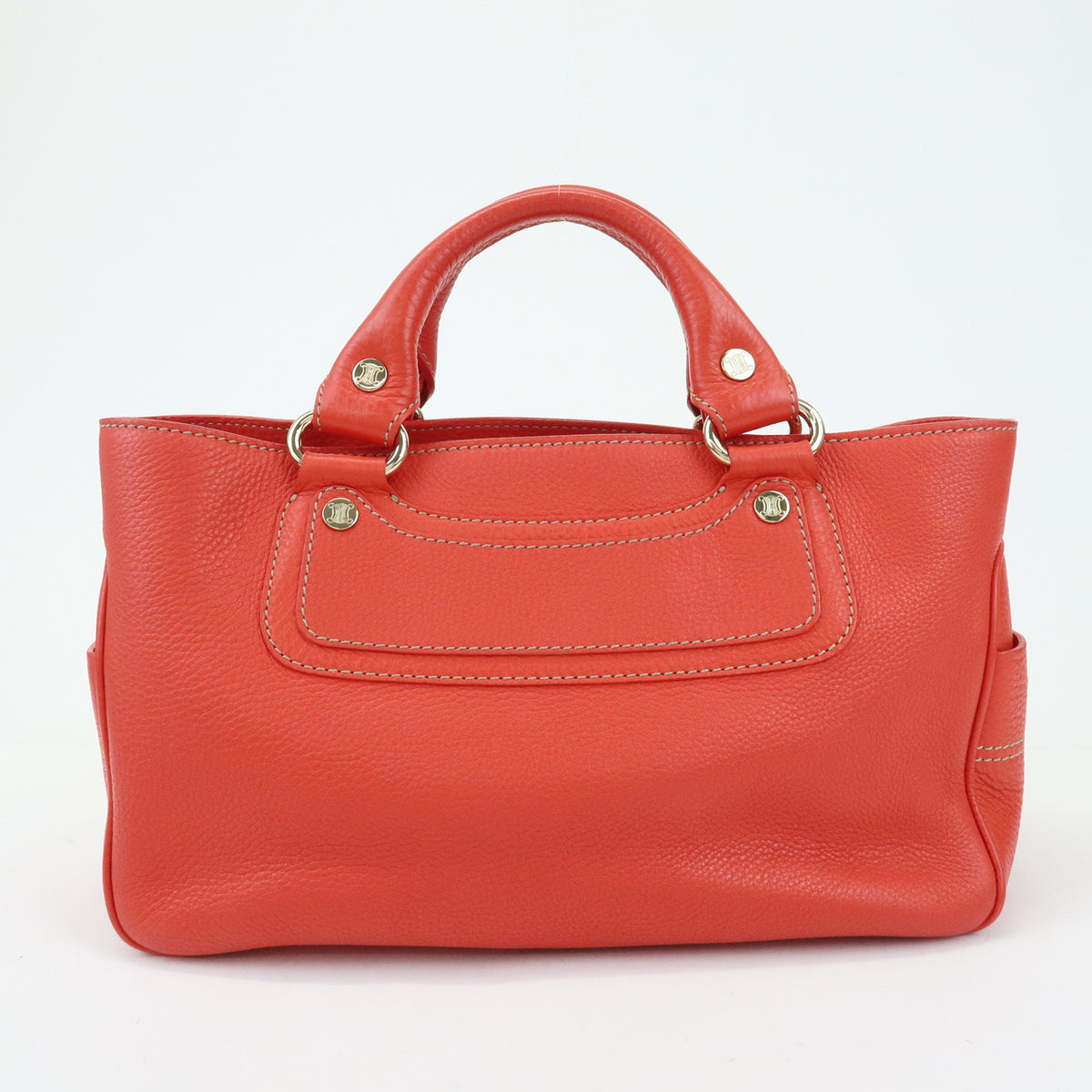 CELINE Boogie Bag Leather Hand Bag Tote Bag Red